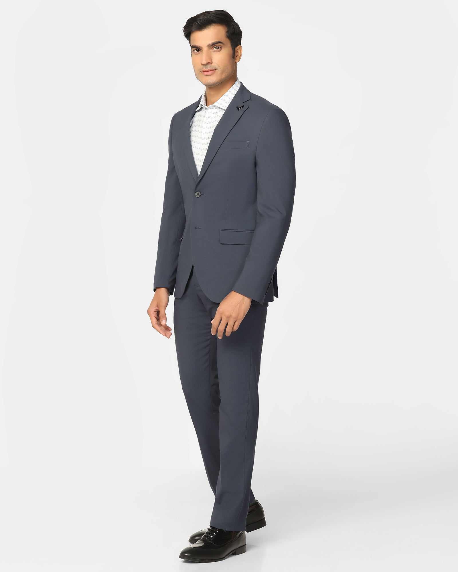 Two Piece Dark Grey Textured Formal Suit - Dave