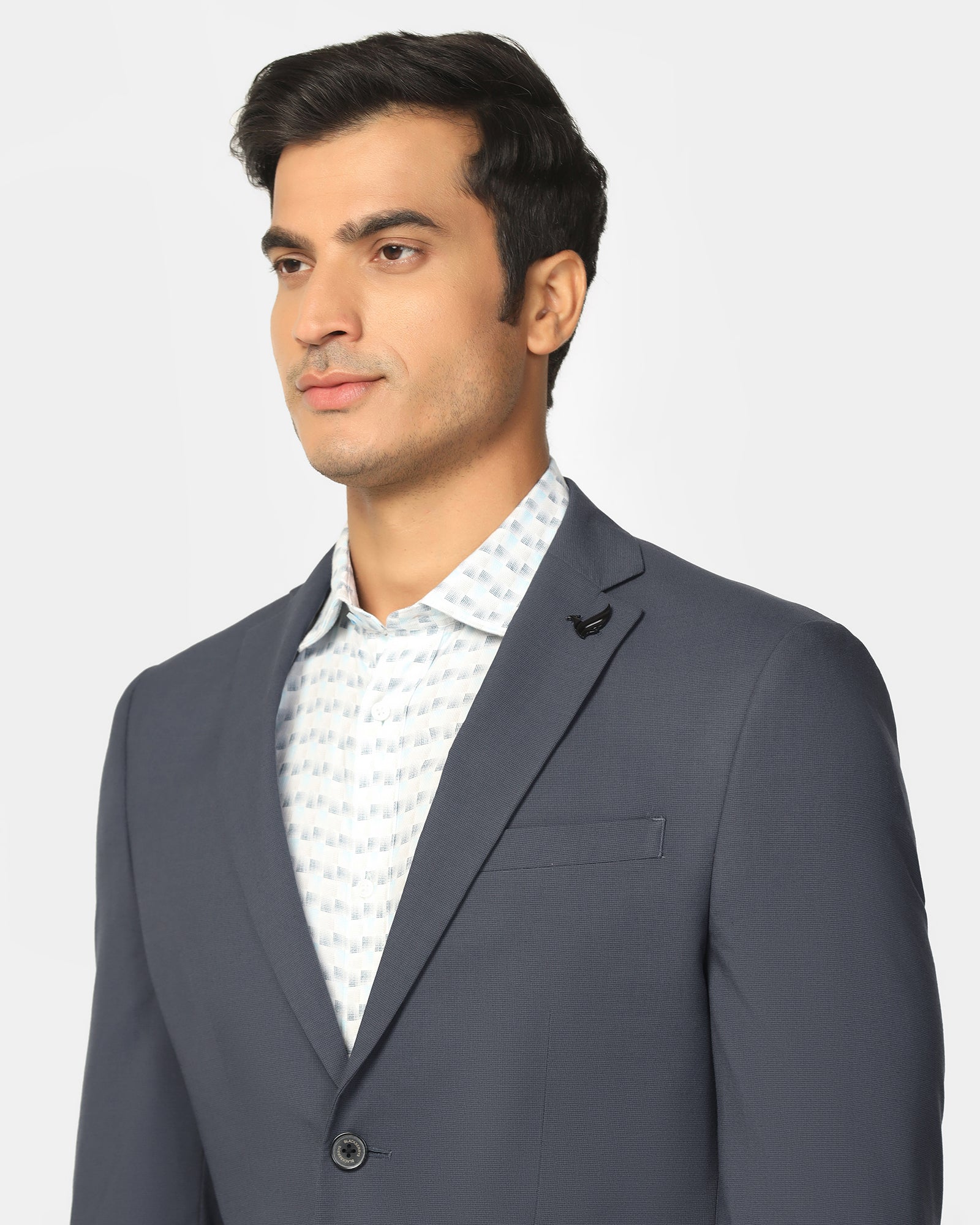 Two Piece Dark Grey Textured Formal Suit - Dave