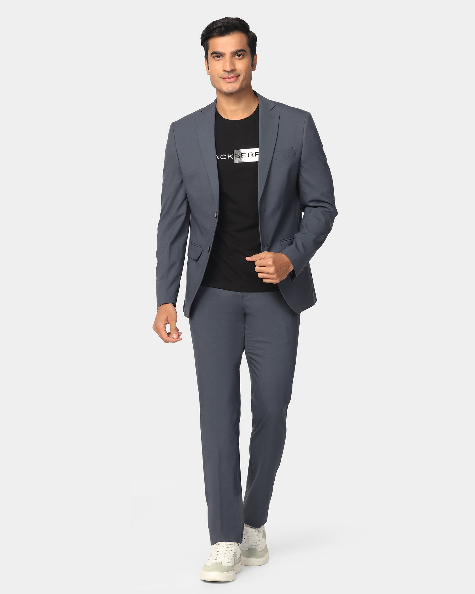 Two Piece Dark Grey Textured Formal Suit - Dave