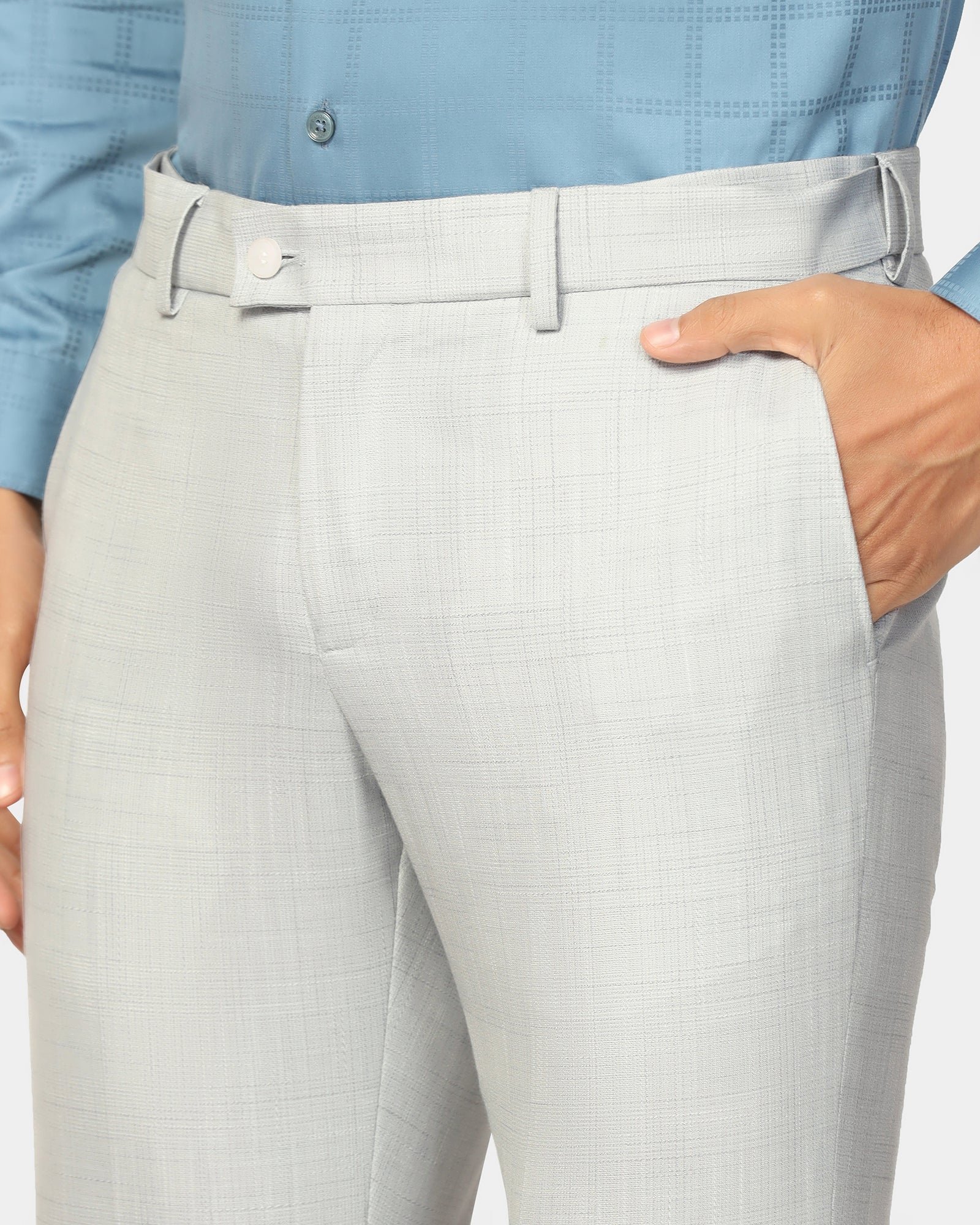 Two Piece Light Grey Check Formal Suit - Enrico