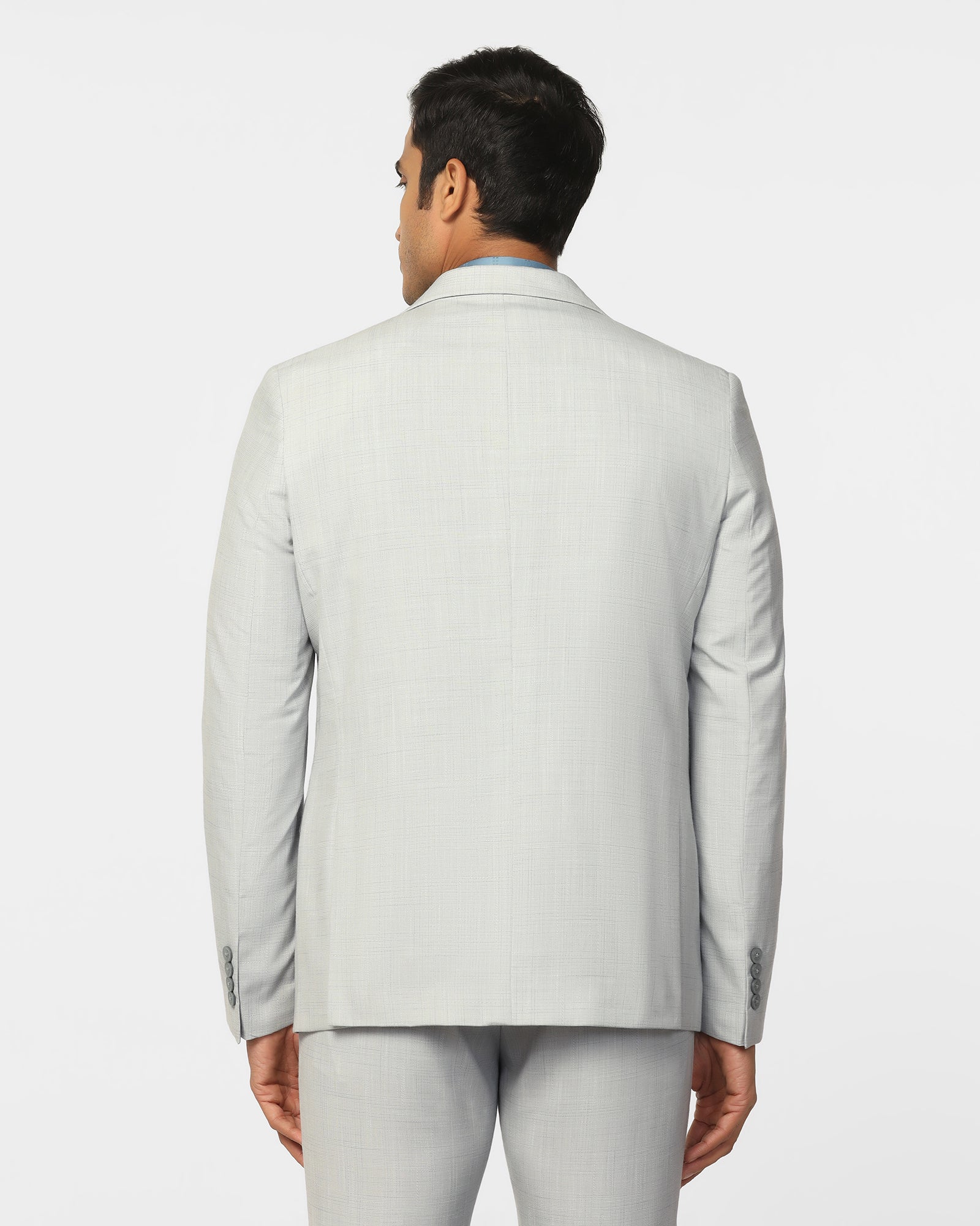 Two Piece Light Grey Check Formal Suit - Enrico