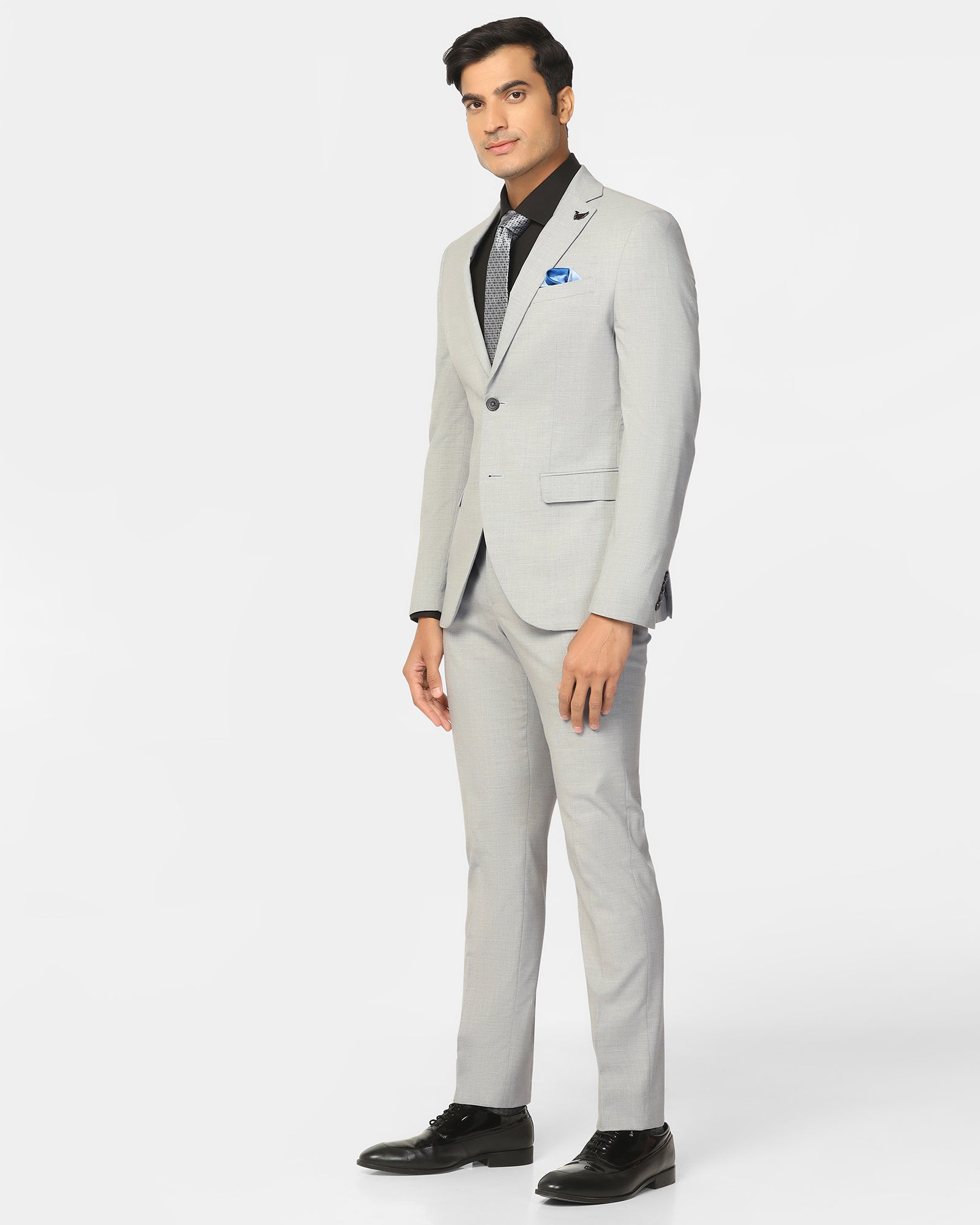 Two Piece Light Grey Textured Formal Suit - Dave