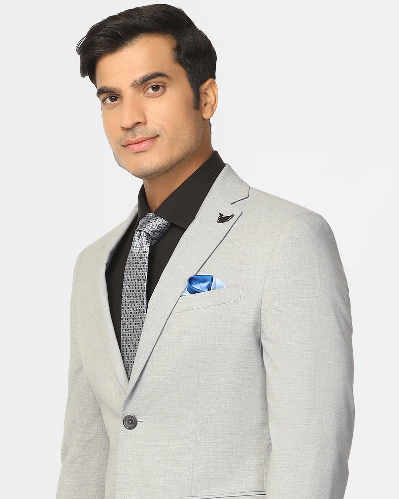 Two Piece Light Grey Textured Formal Suit - Dave