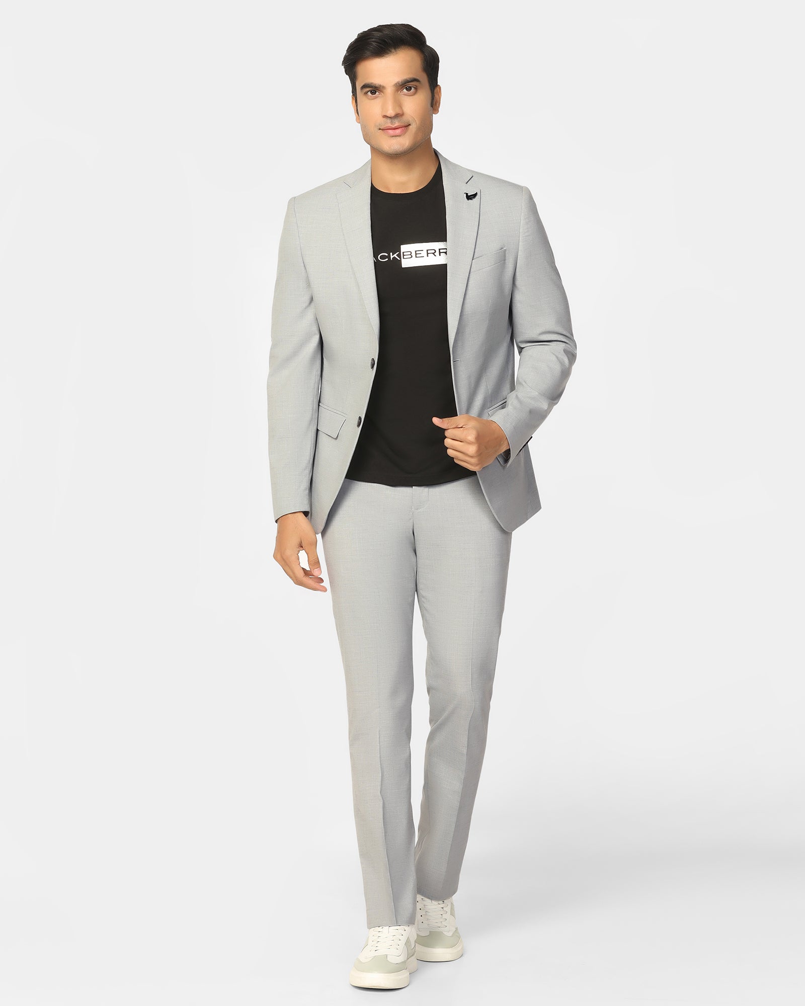 Two Piece Light Grey Textured Formal Suit - Dave