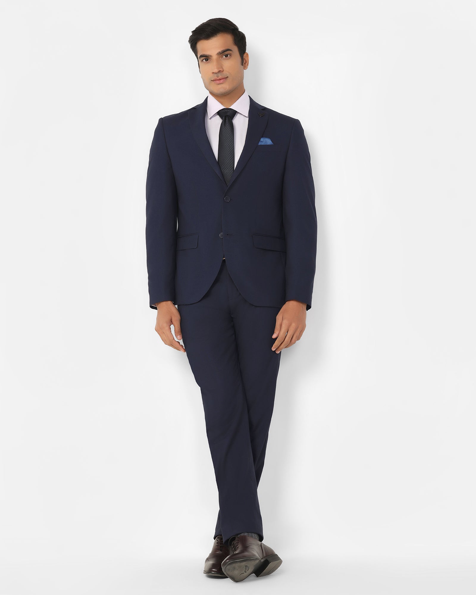 Two Piece Navy Textured Formal Suit - Dave