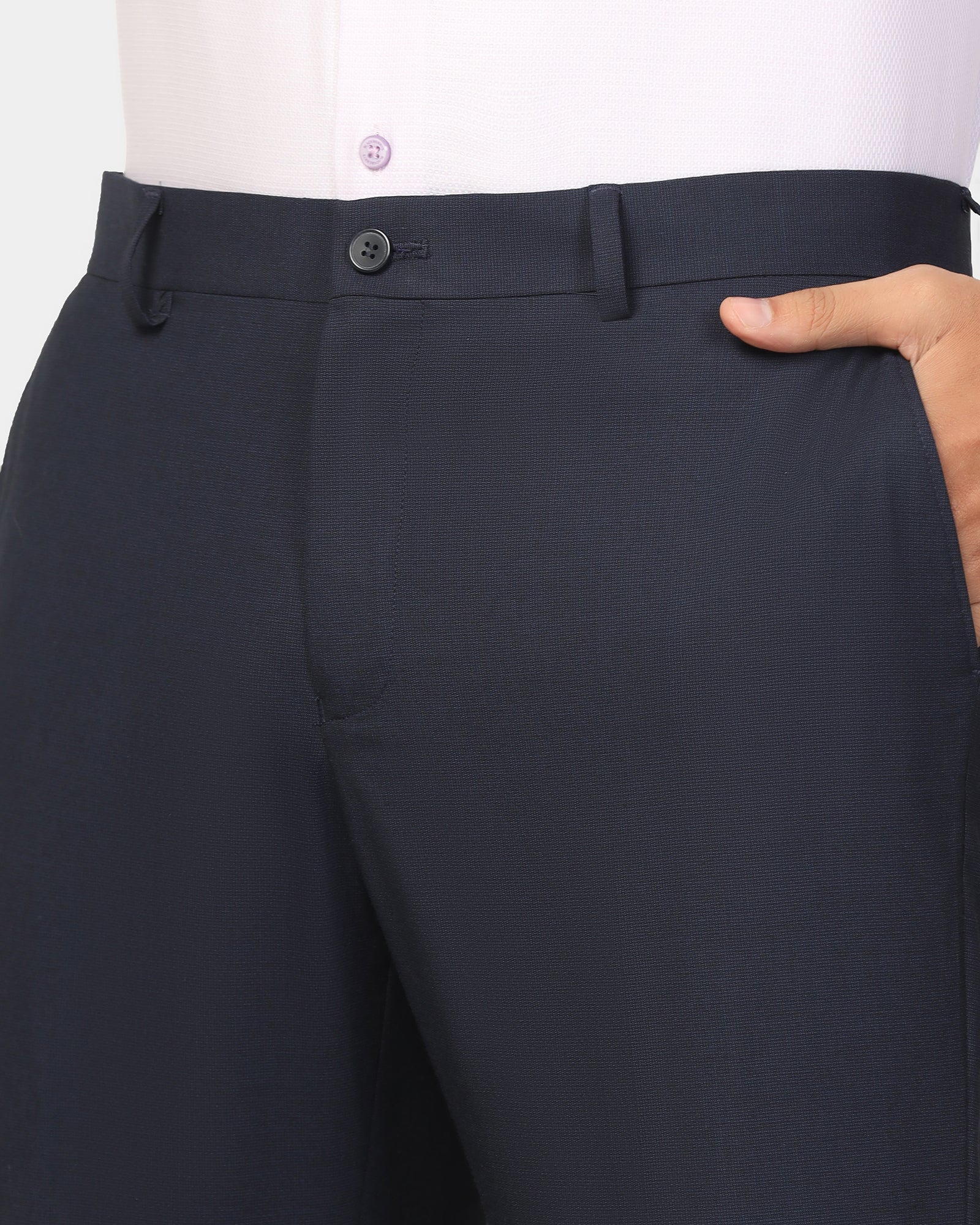 Two Piece Navy Textured Formal Suit - Dave