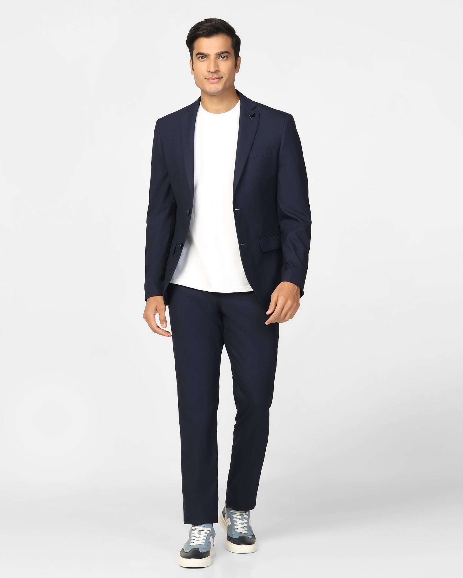 Two Piece Navy Textured Formal Suit - Dave