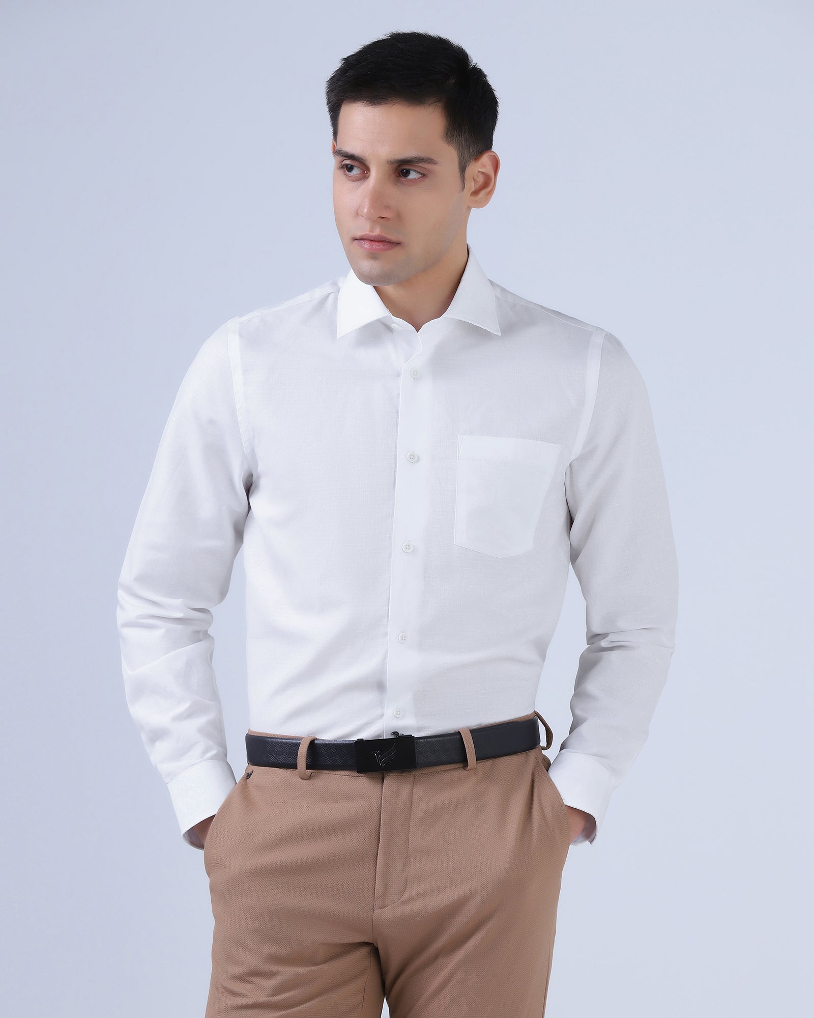 White Linen Textured Shirt - Kross