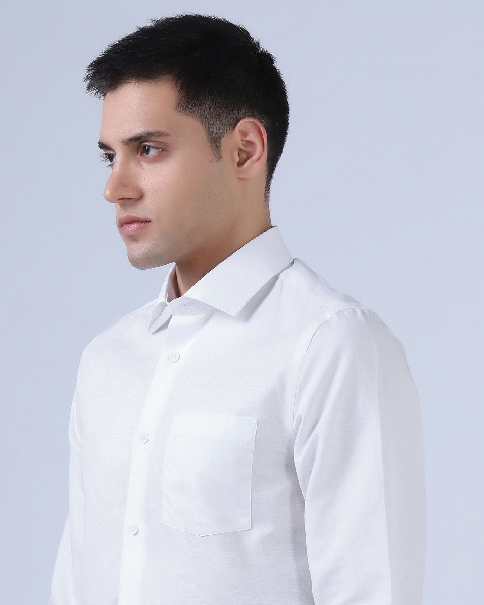 White Linen Textured Shirt - Kross