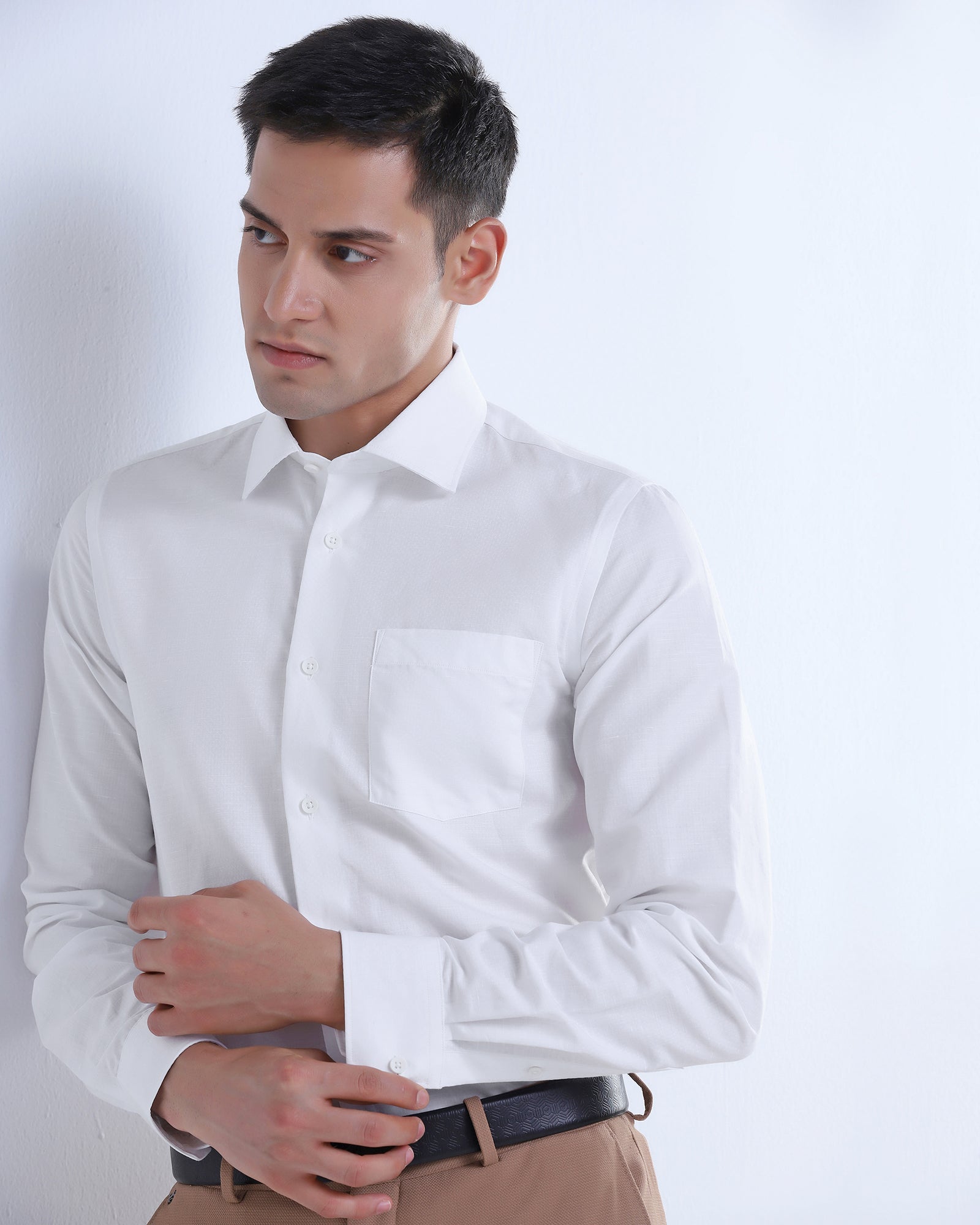 White Linen Textured Shirt - Kross