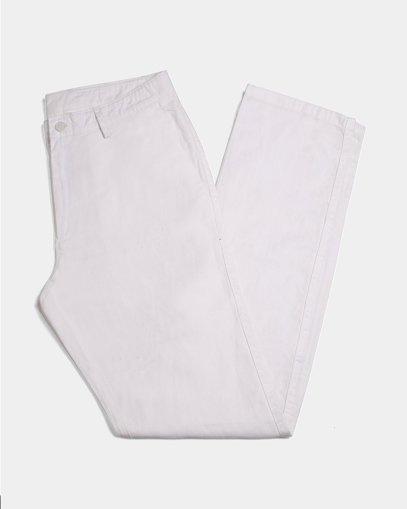 Must Haves White Solid Khakis - Kinsley