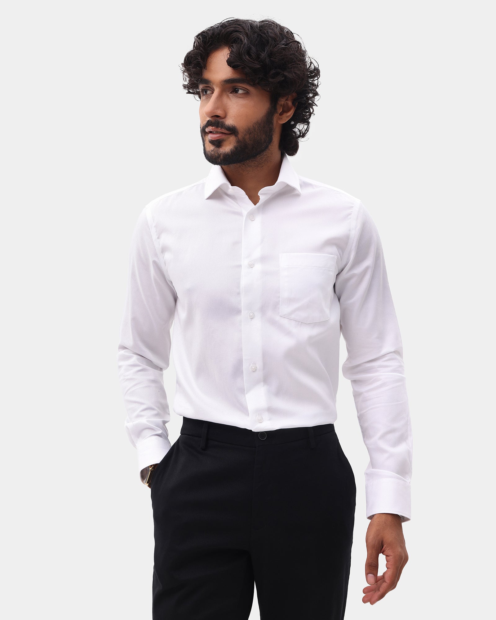 White Textured Shirt - Alvero