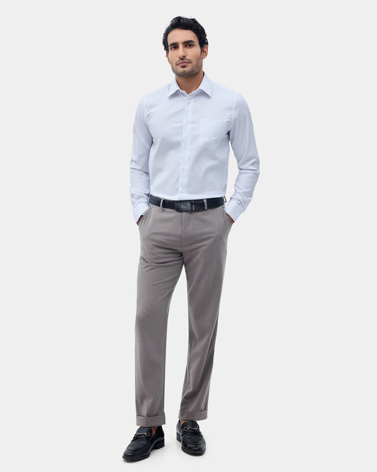 White Unwrinkle Stripe Shirt - Dutch