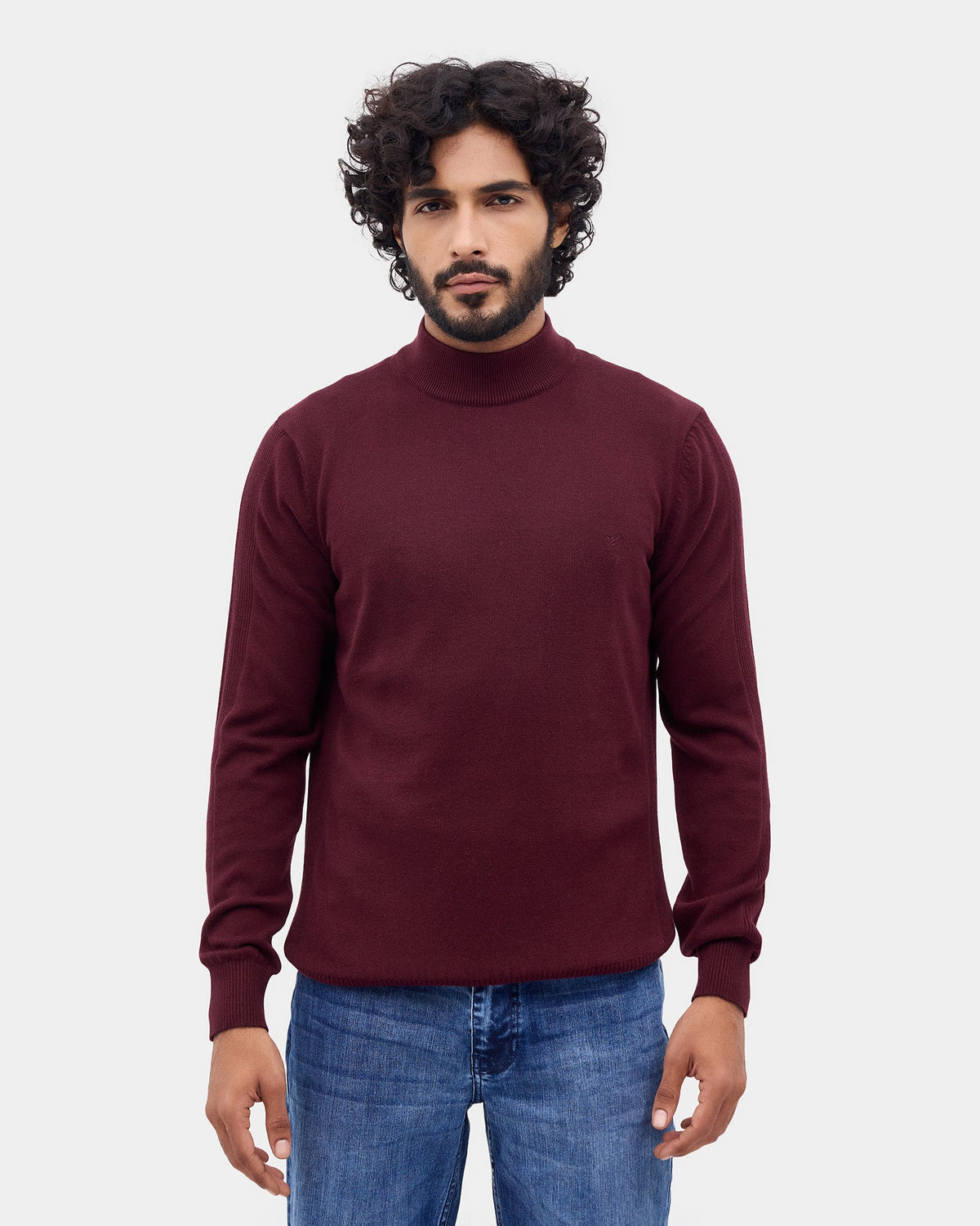 Wine Solid Sweater - Poppy
