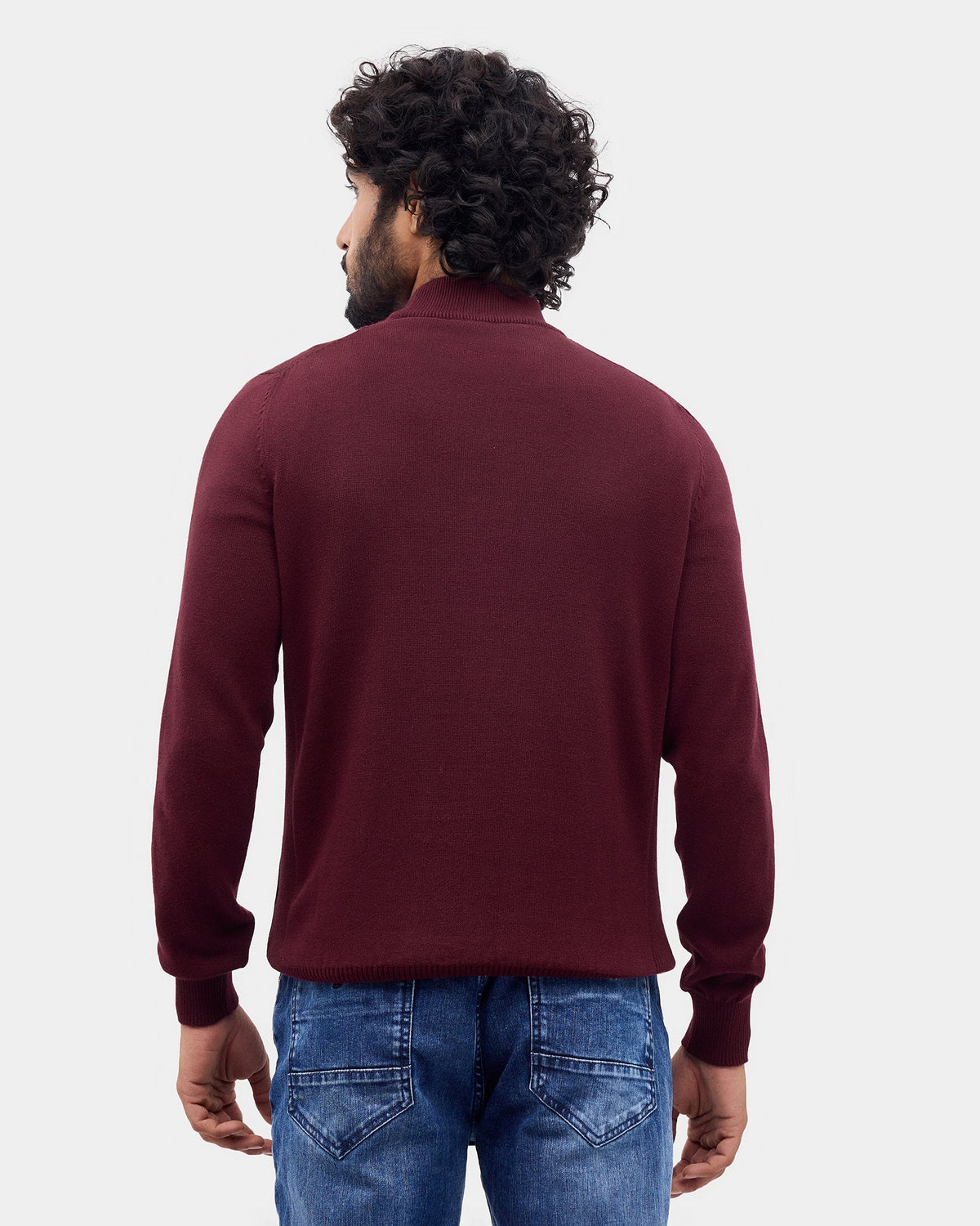 Wine Solid Sweater - Poppy