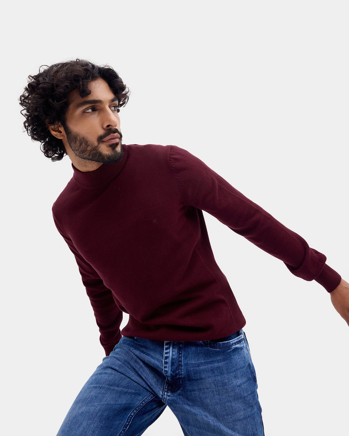Wine Solid Sweater - Poppy