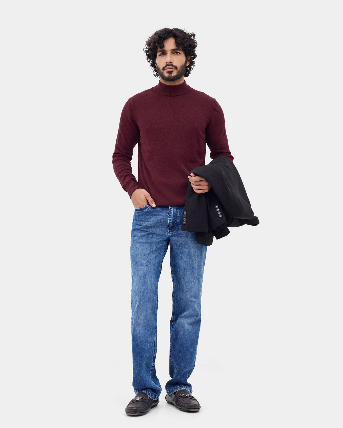 Wine Solid Sweater - Poppy