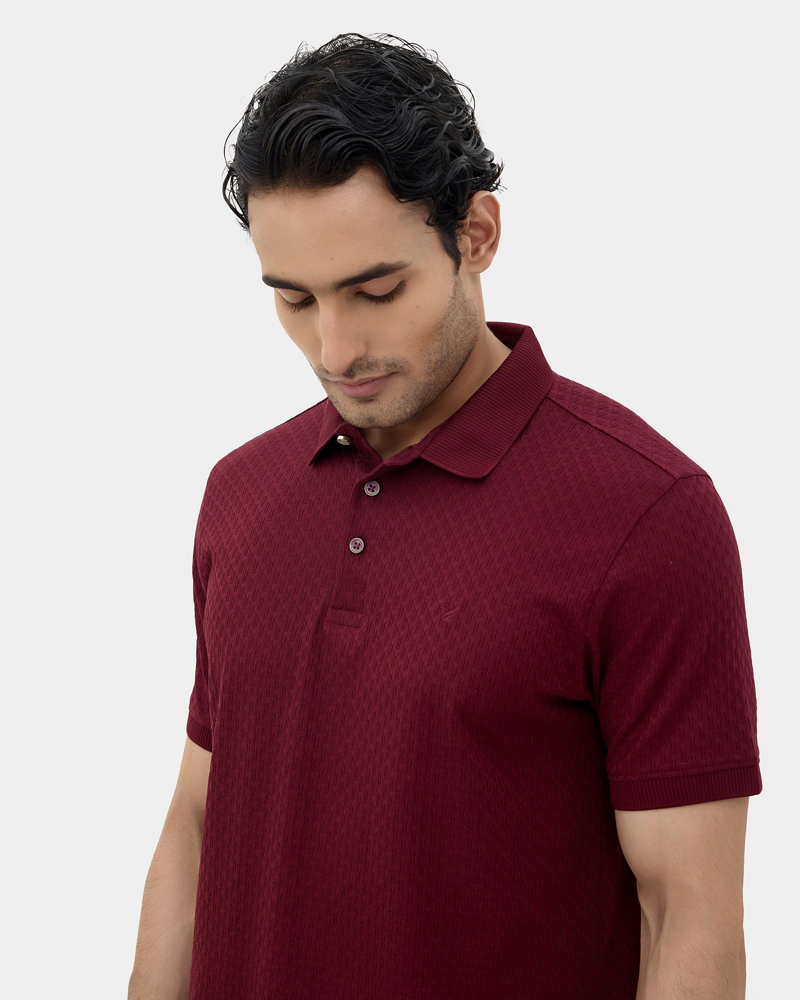 Wine Luxe Textured Polo - Delta