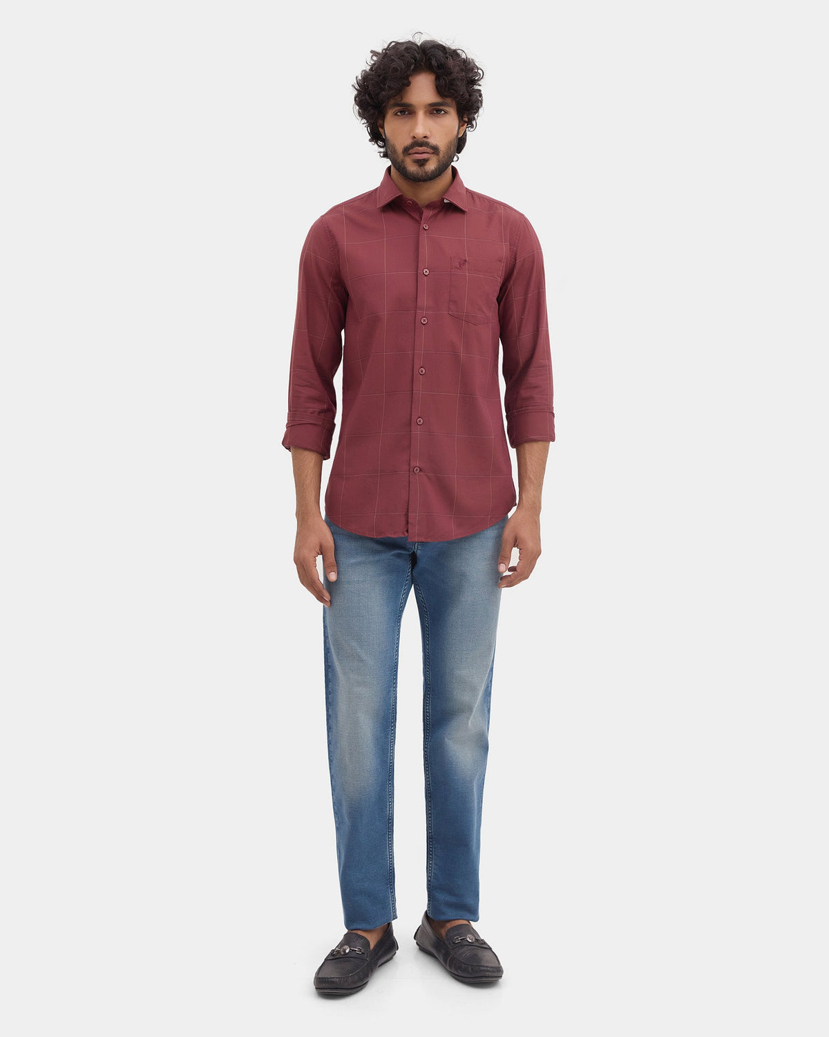 Wine Red Check Shirt - Pacsen