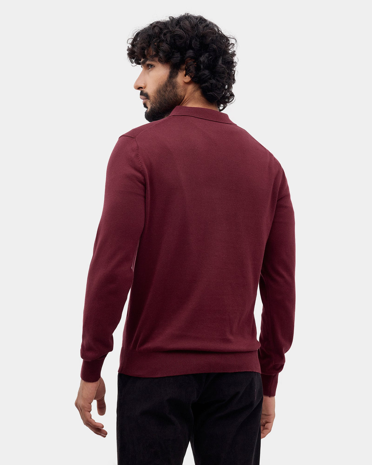 Winery Red Solid Sweater - Mushroom