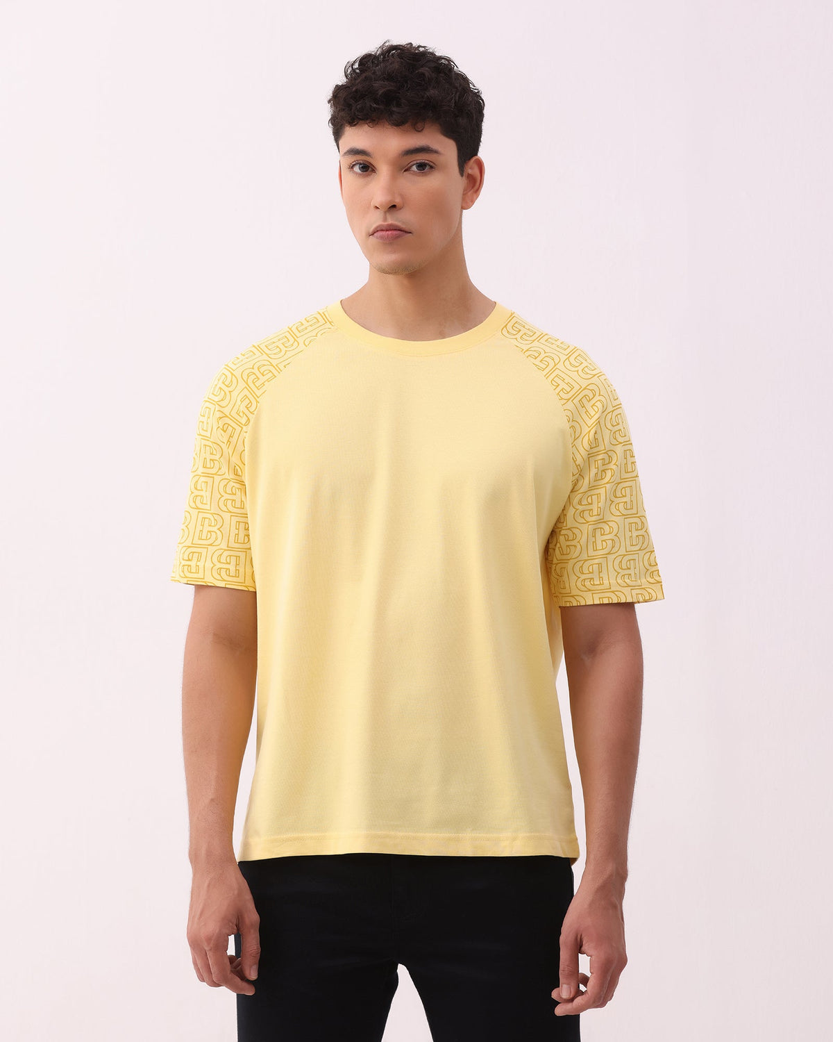 Yellow Crew Neck Printed T-Shirt - Caleb