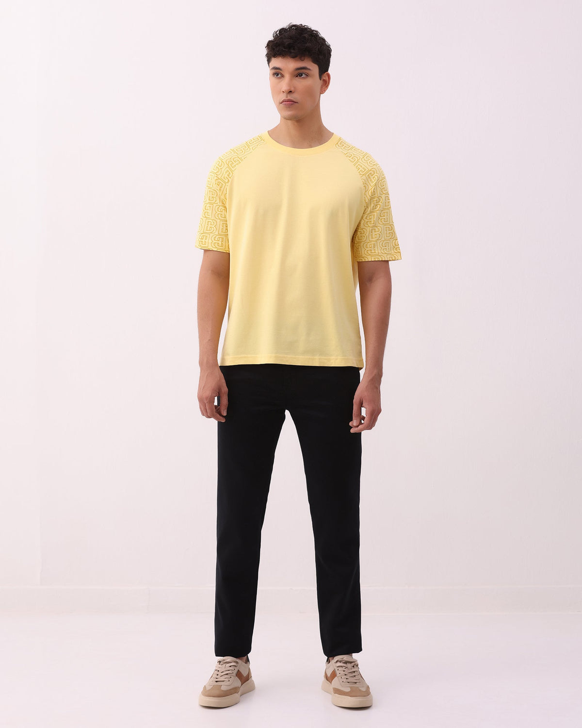 Yellow Crew Neck Printed T-Shirt - Caleb