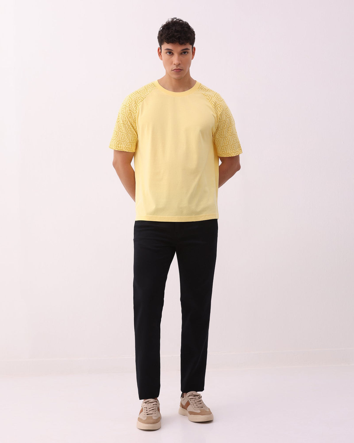 Yellow Crew Neck Printed T-Shirt - Caleb