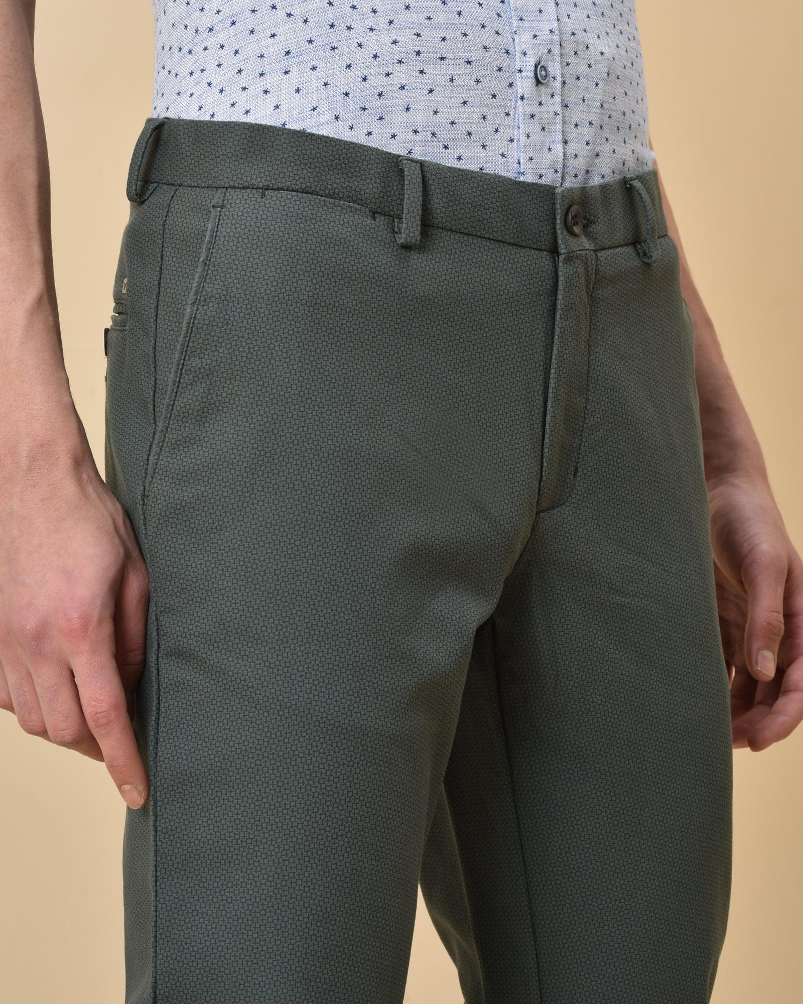 Slim Comfort B-95 Casual Olive Solid Khakis - Prism - Blackberrys