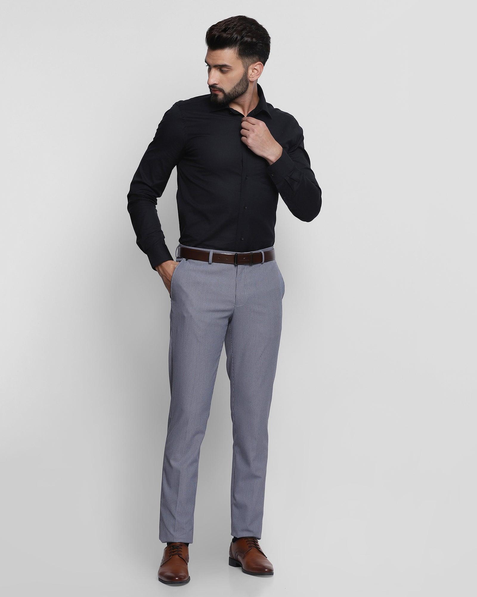 Slim Fit B-91 Formal Blue Textured Trouser - Frisk - Blackberrys