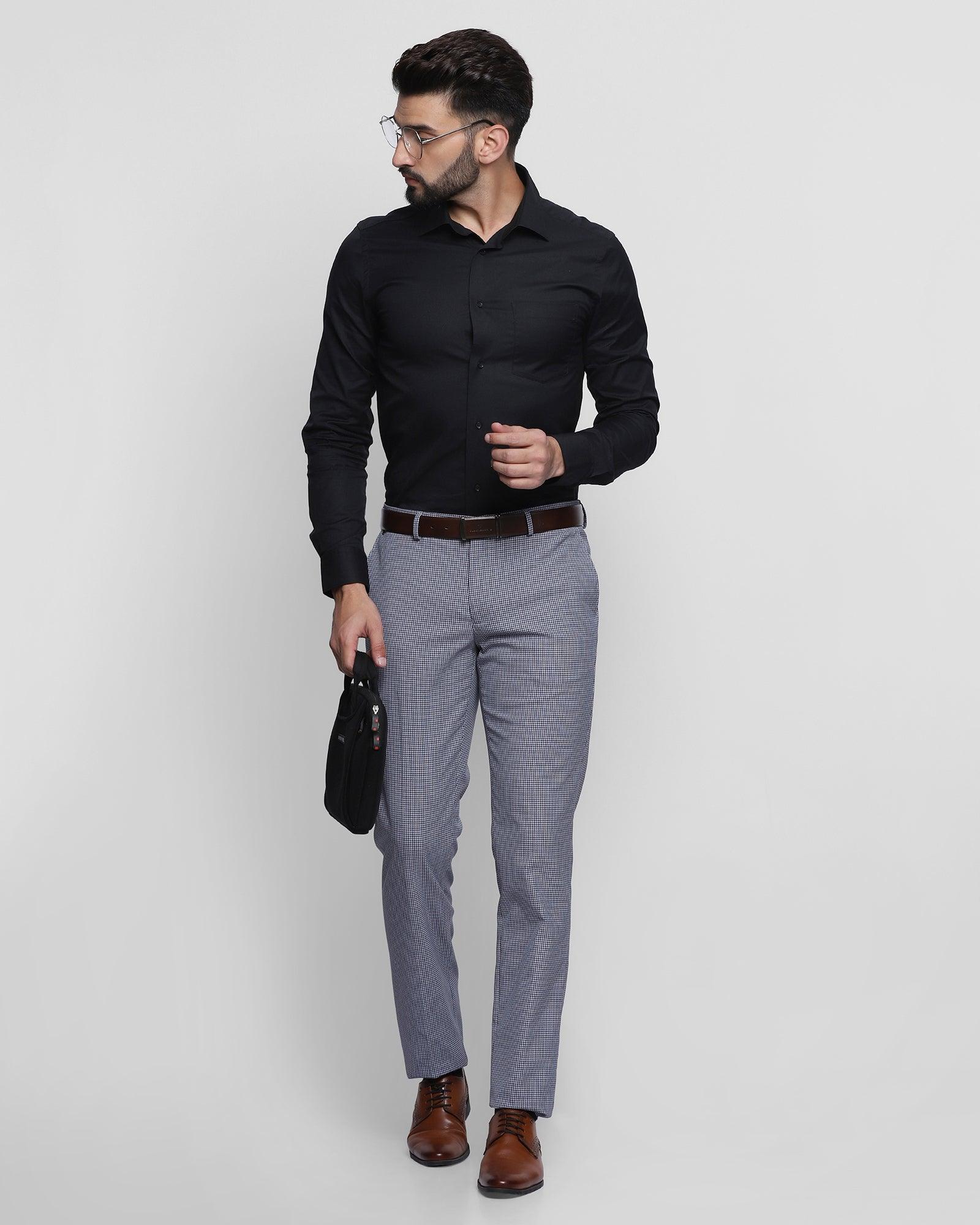 Slim Fit B-91 Formal Blue Textured Trouser - Frisk - Blackberrys