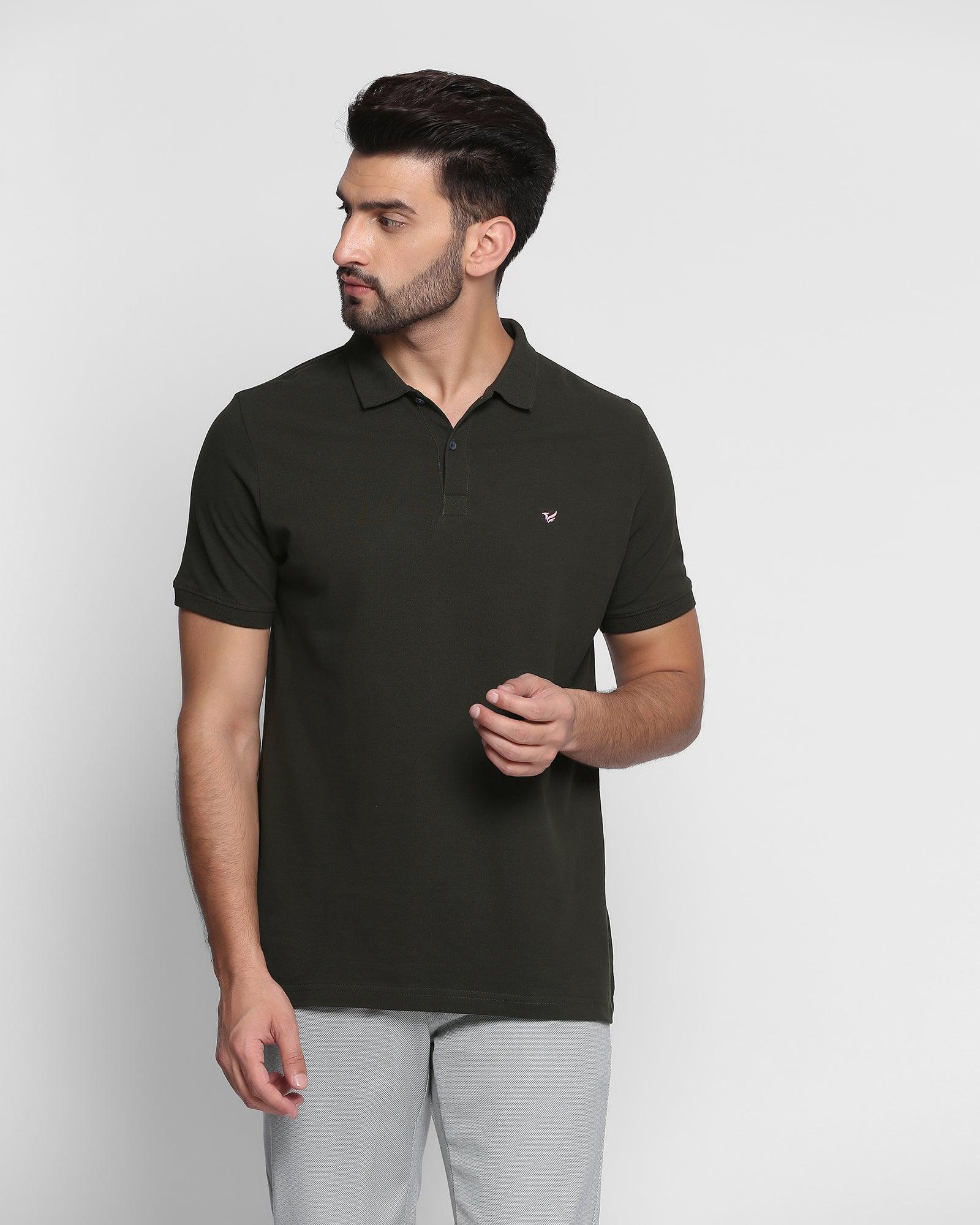Polo T Shirt In Olive (Brune) - Blackberrys