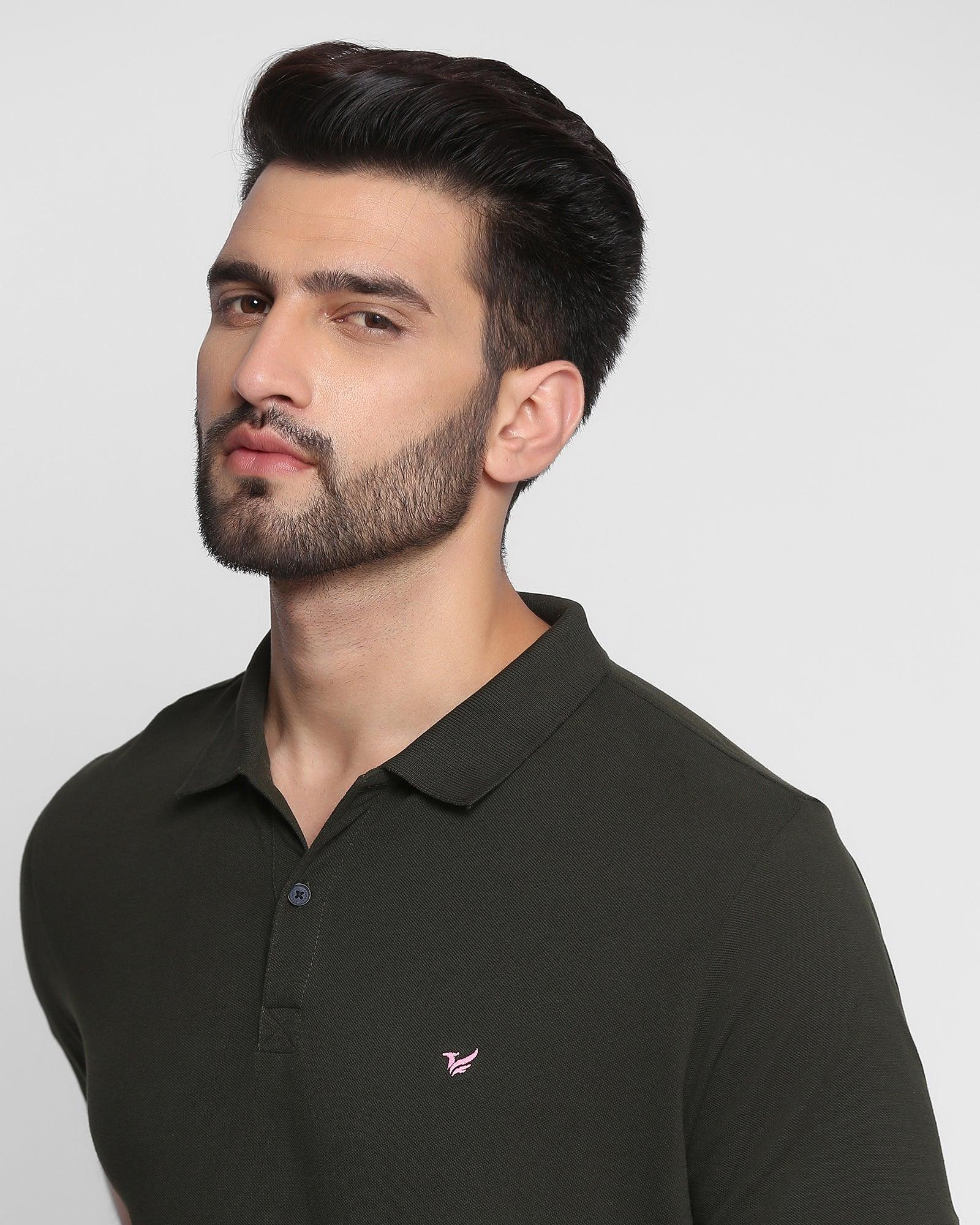 Polo T Shirt In Olive (Brune) - Blackberrys