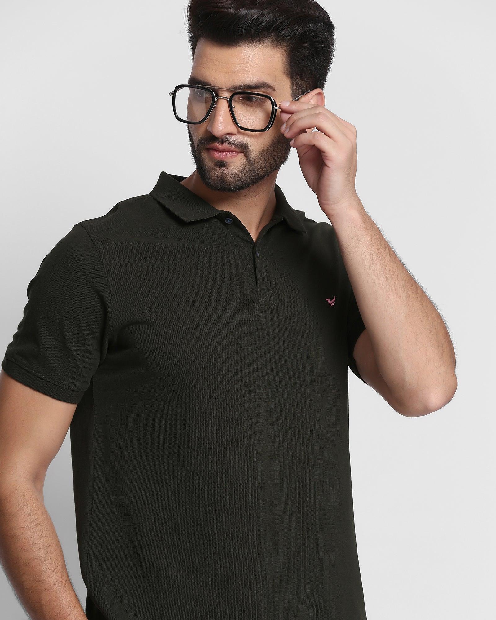 Polo T Shirt In Olive (Brune) - Blackberrys