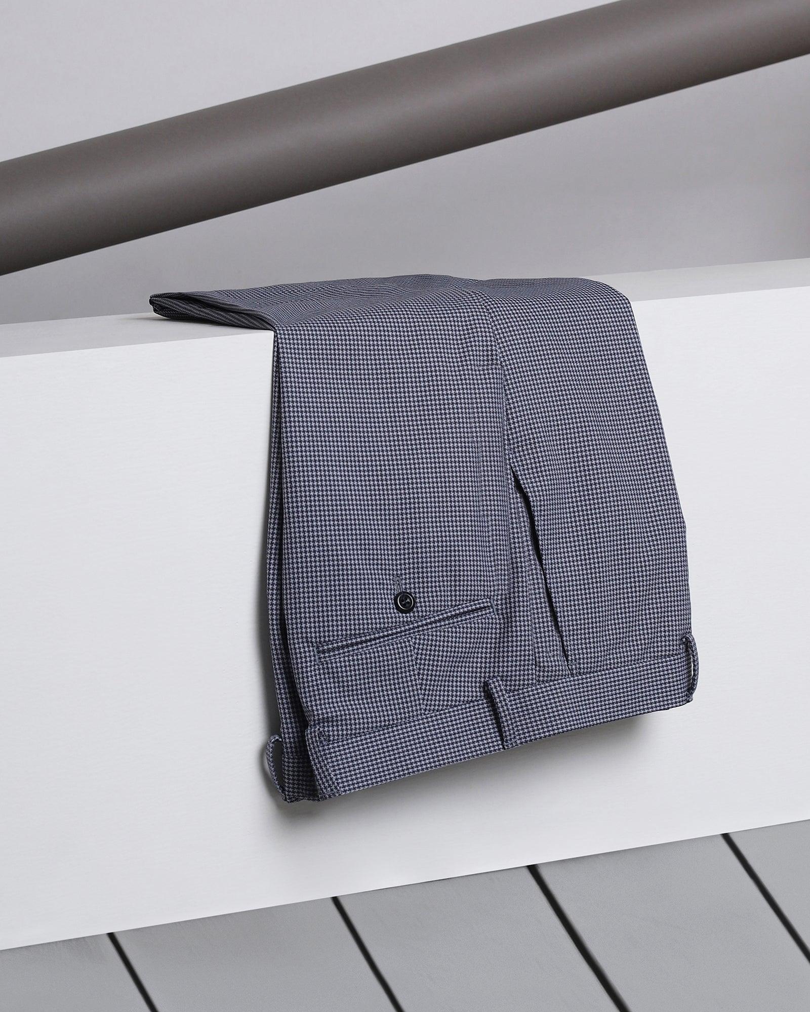 Slim Fit B-91 Formal Blue Textured Trouser - Frisk - Blackberrys