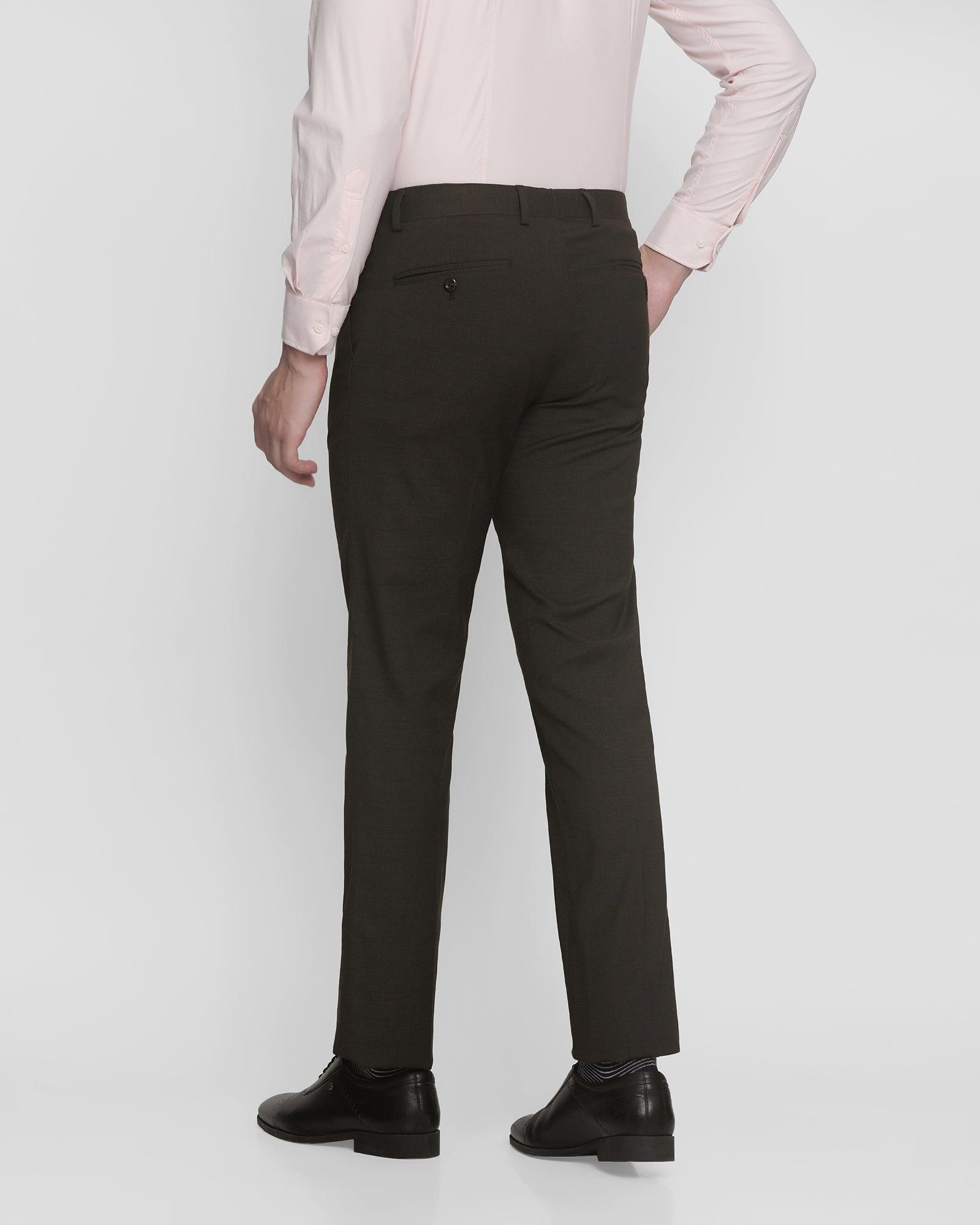 Slim Comfort B-95 Formal Brown Check Trouser - Live - Blackberrys