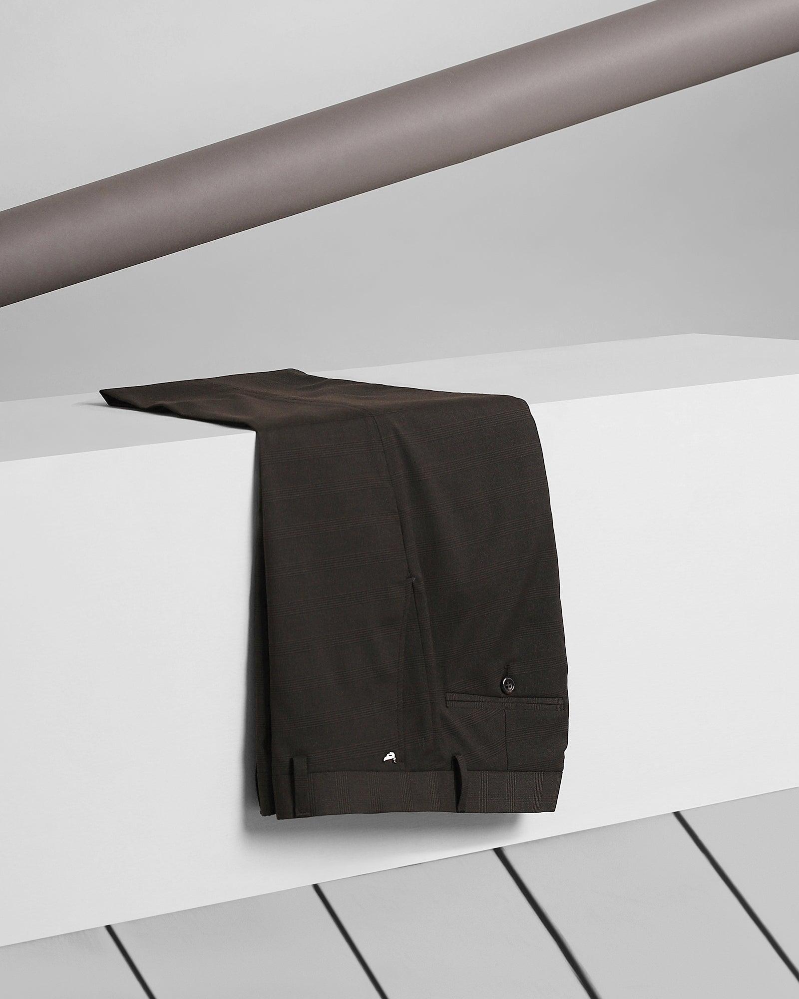 Slim Comfort B-95 Formal Brown Check Trouser - Live - Blackberrys