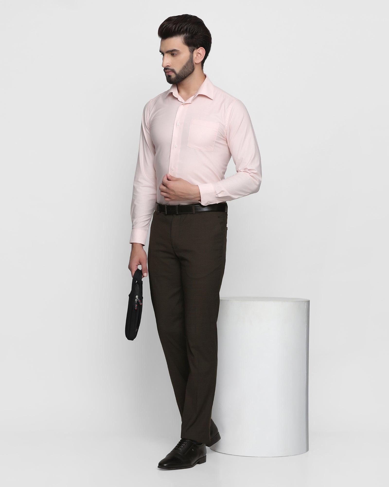 Slim Comfort B-95 Formal Brown Check Trouser - Live - Blackberrys