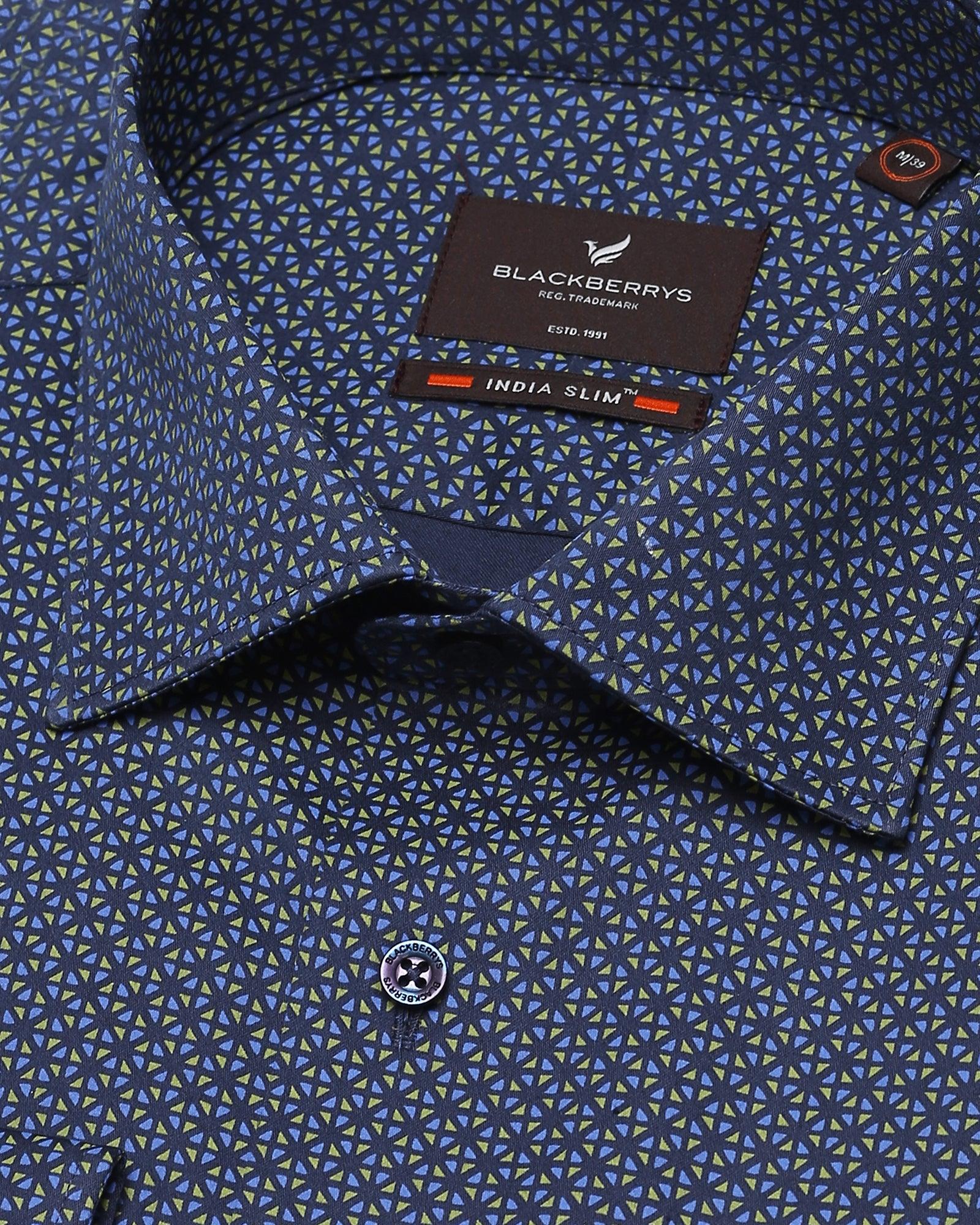Formal Navy Printed Shirt - Gaze - Blackberrys