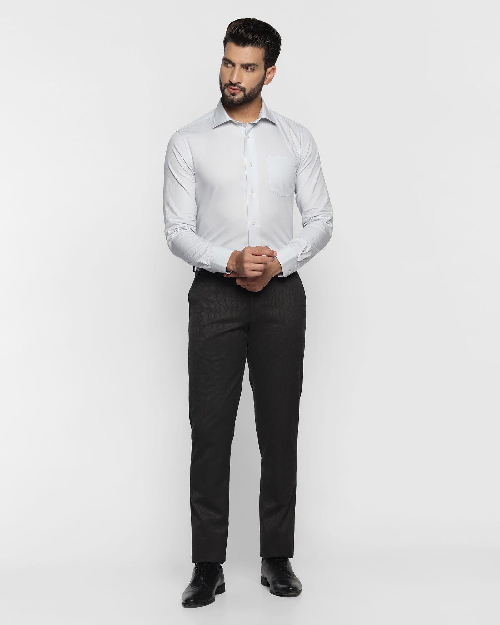 Slim Comfort B-95 Formal Charcoal Textured Trouser - Belur - Blackberrys