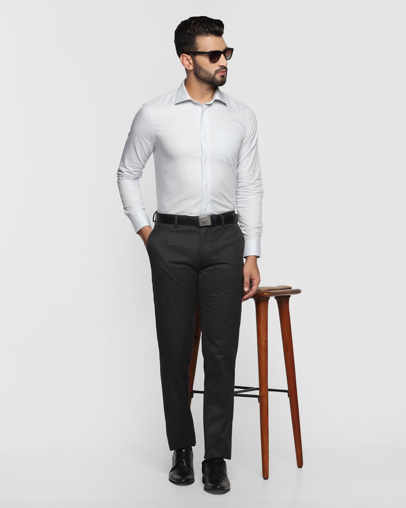 Slim Comfort B-95 Formal Charcoal Textured Trouser - Belur - Blackberrys