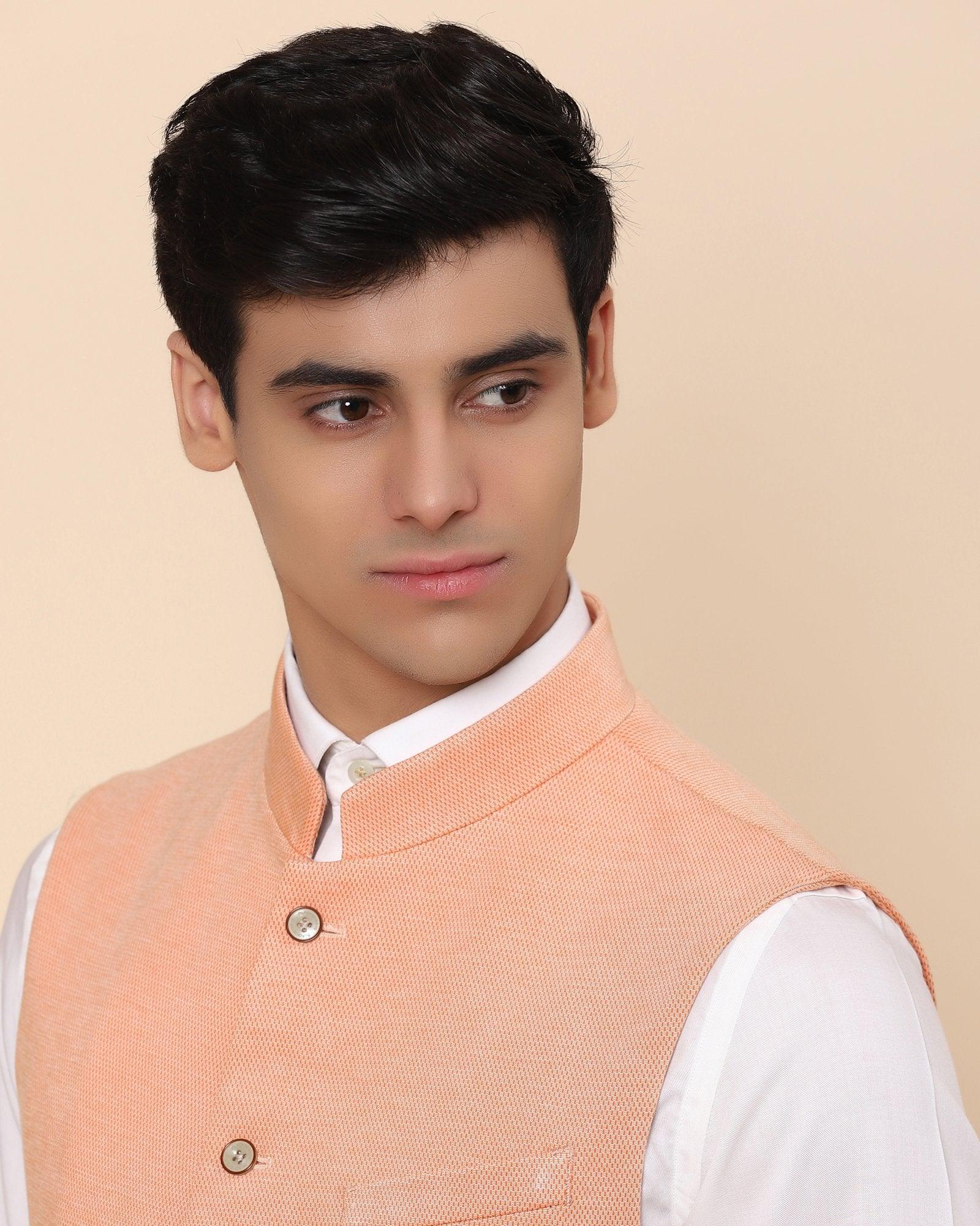 Sable Knitted Bandgala In Peach - blackberrys-clothing