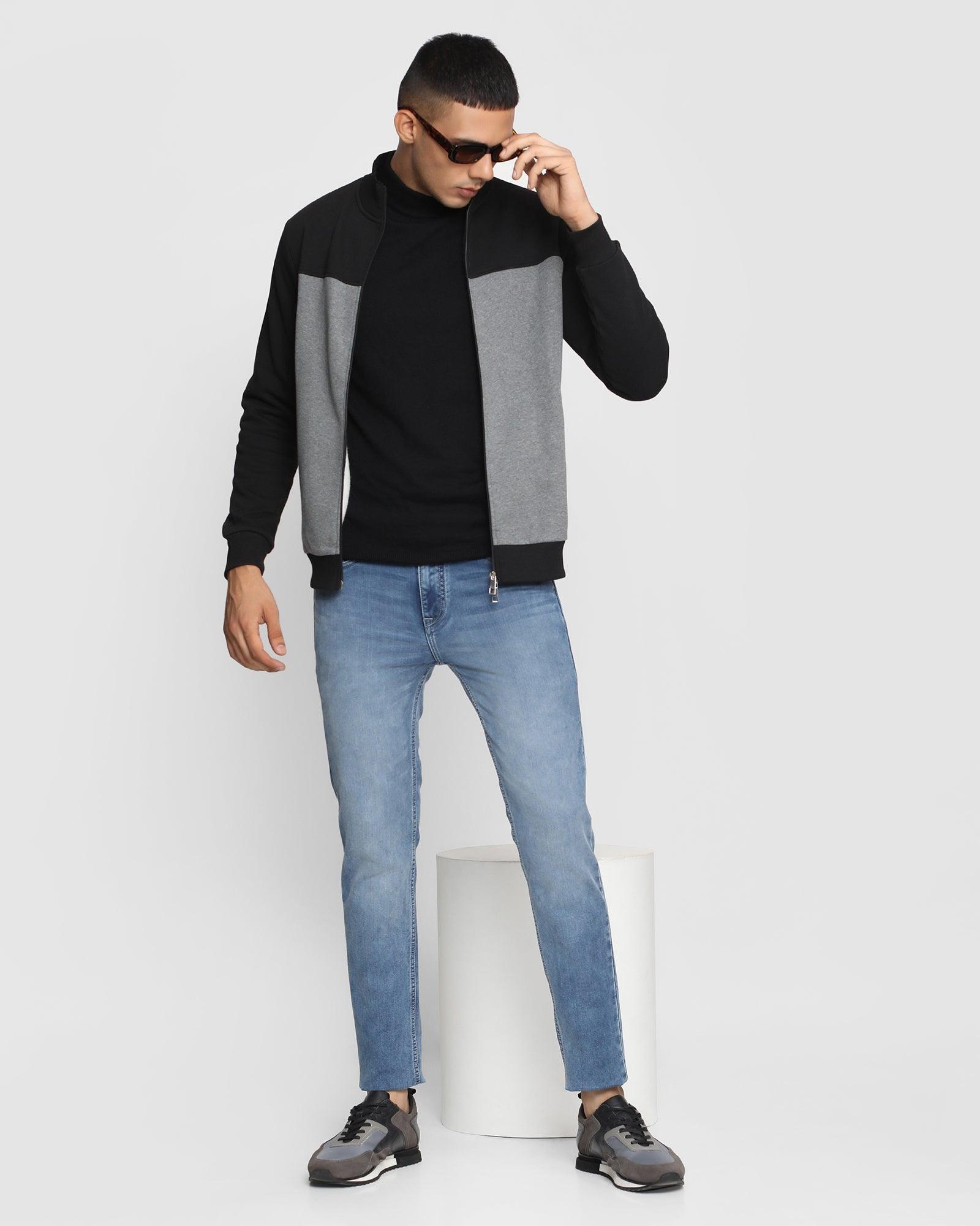 Stylized Collar Sweatshirt In Black (Drip) - Blackberrys