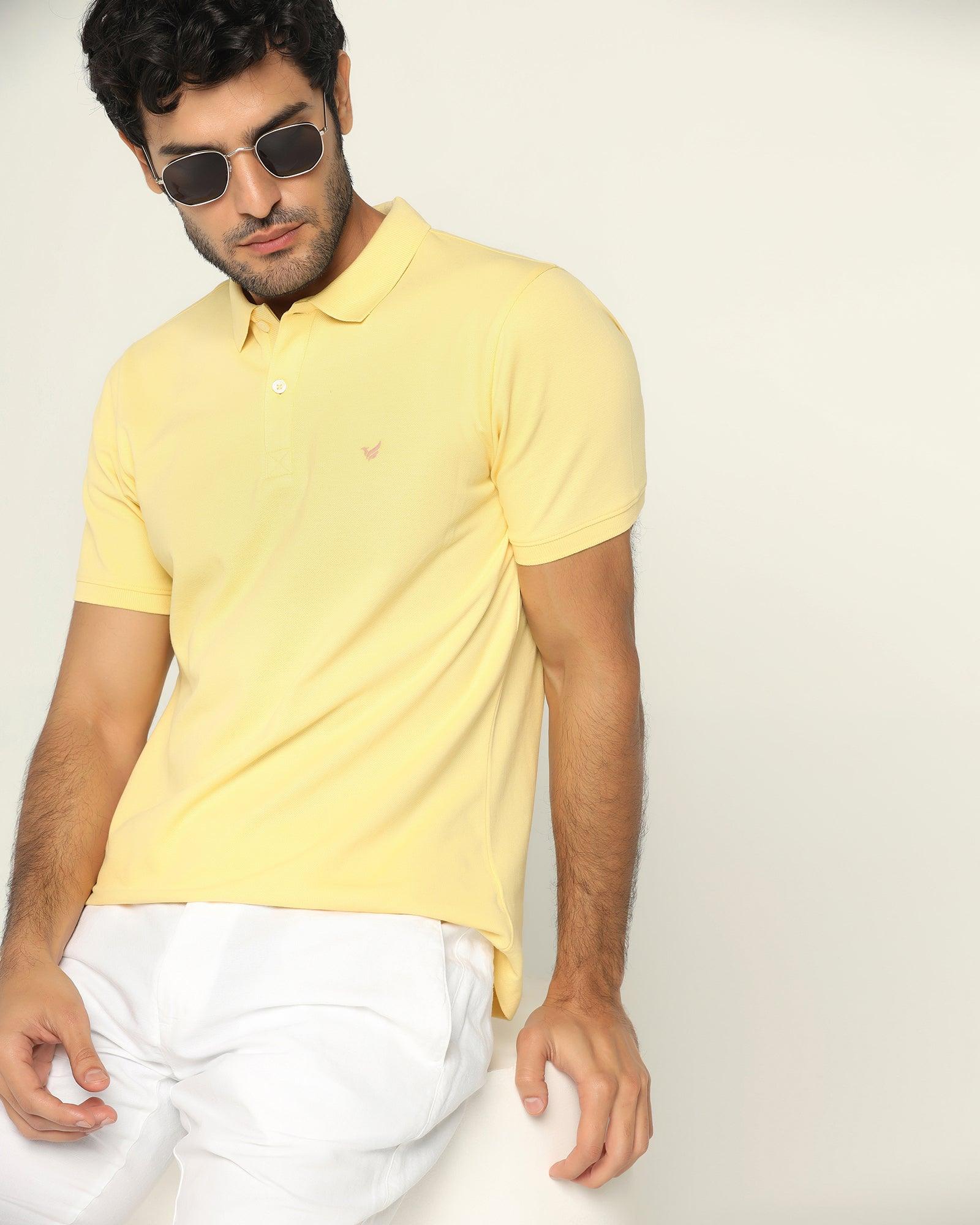 Polo Yellow Solid T Shirt - Bonnel - Blackberrys