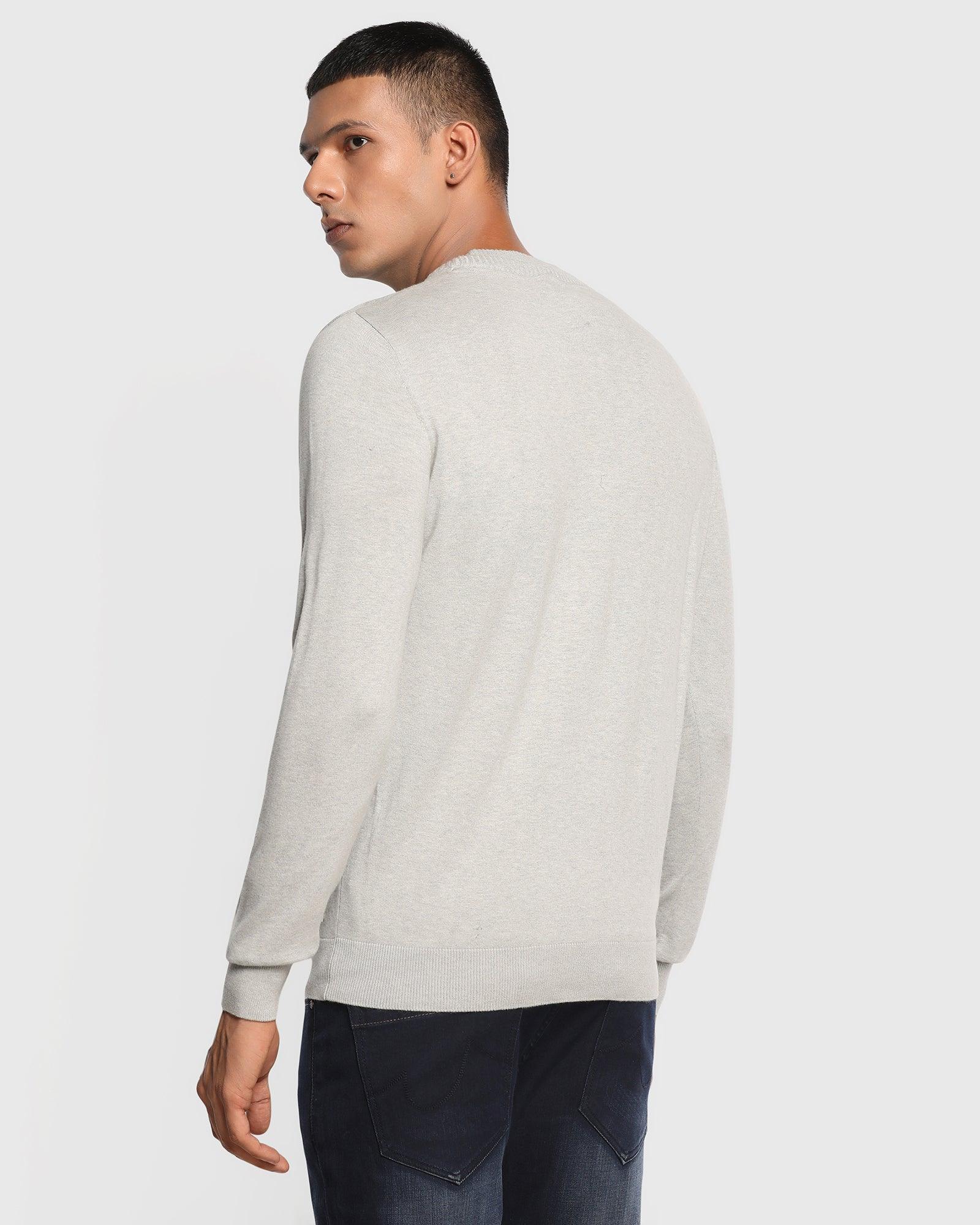 Crew Neck Sweater In Light Grey Melange (Alex) - Blackberrys