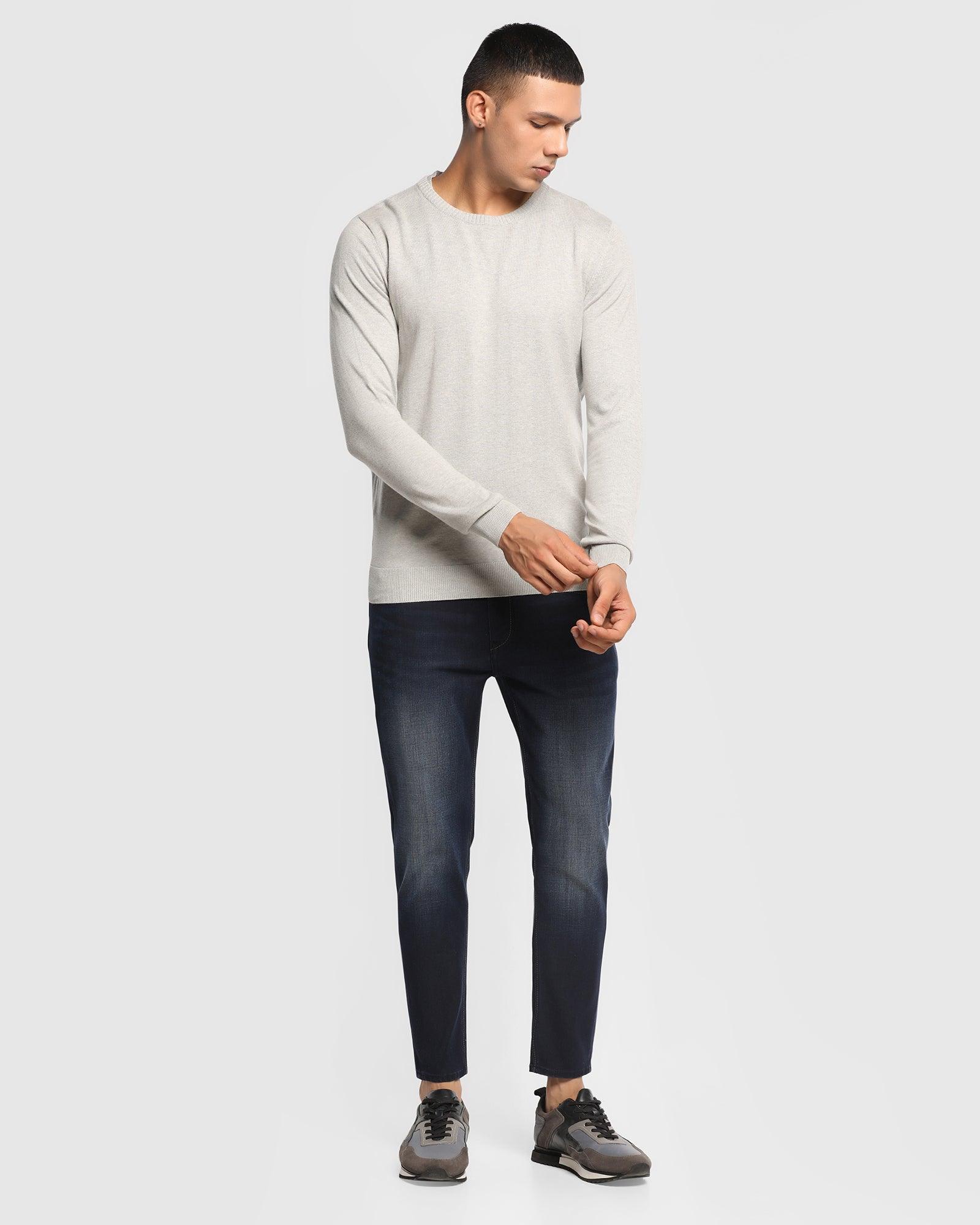 Crew Neck Sweater In Light Grey Melange (Alex) - Blackberrys