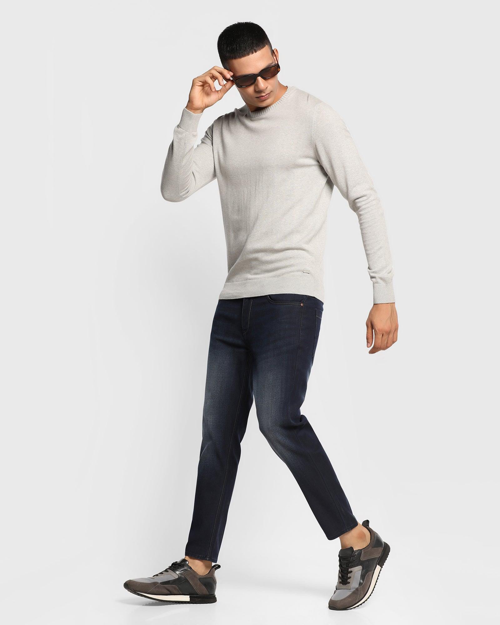 Crew Neck Sweater In Light Grey Melange (Alex) - Blackberrys