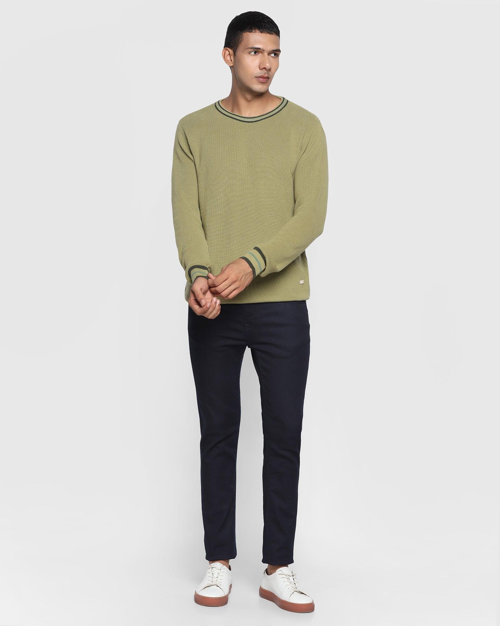 Crew Neck Sweater In Moss Green (Bonne) - Blackberrys