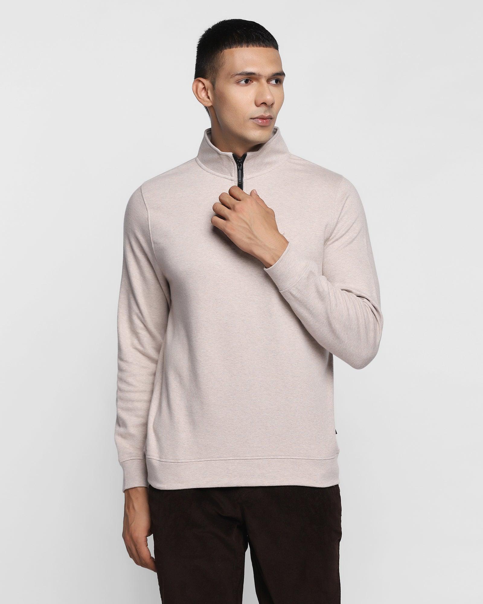 Stylized Collar Sweatshirt In Beige (Bing) - Blackberrys
