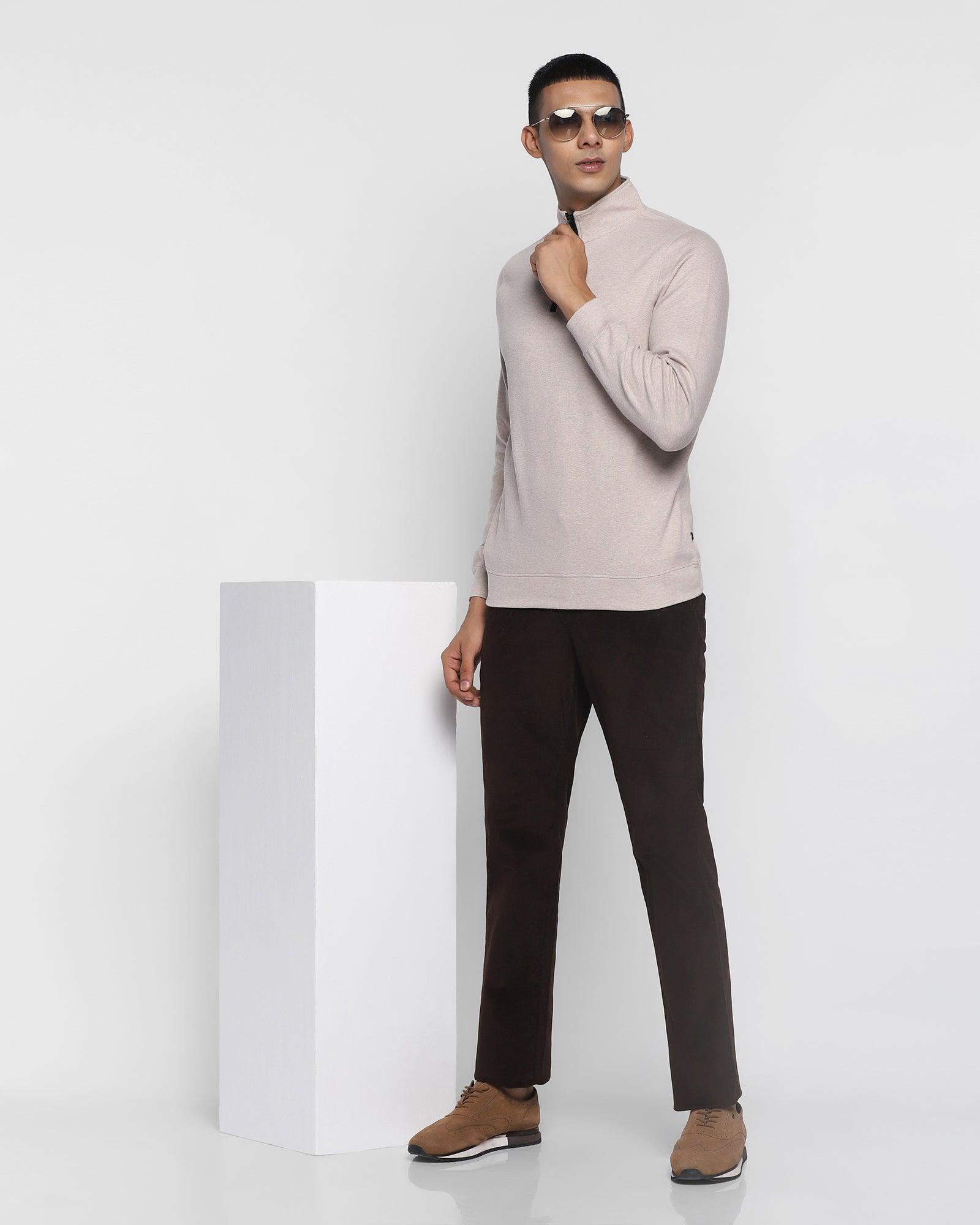 Stylized Collar Sweatshirt In Beige (Bing) - Blackberrys