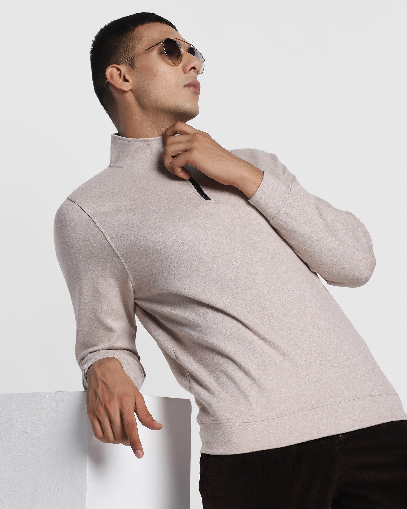 Stylized Collar Sweatshirt In Beige (Bing) - Blackberrys